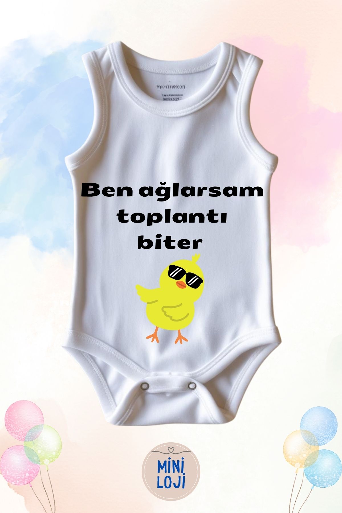 miniloji Ben Ağlarsam Toplantı Biter Yazılı Özel Tasarım Bebek Zıbın Body – %100 Pamuklu, Unisex