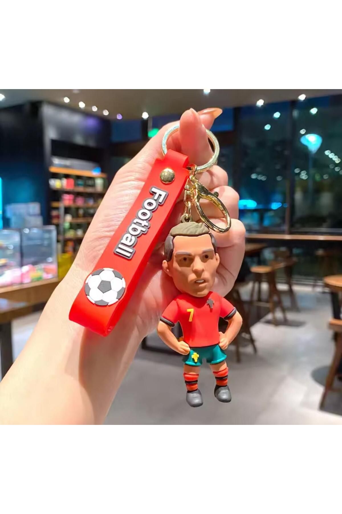 EBAdizayn Anahtarlık Efsane Futbolcu Ronaldo 3D Silikon 1 Adet Çanta Aksesuarı Lüks Boy