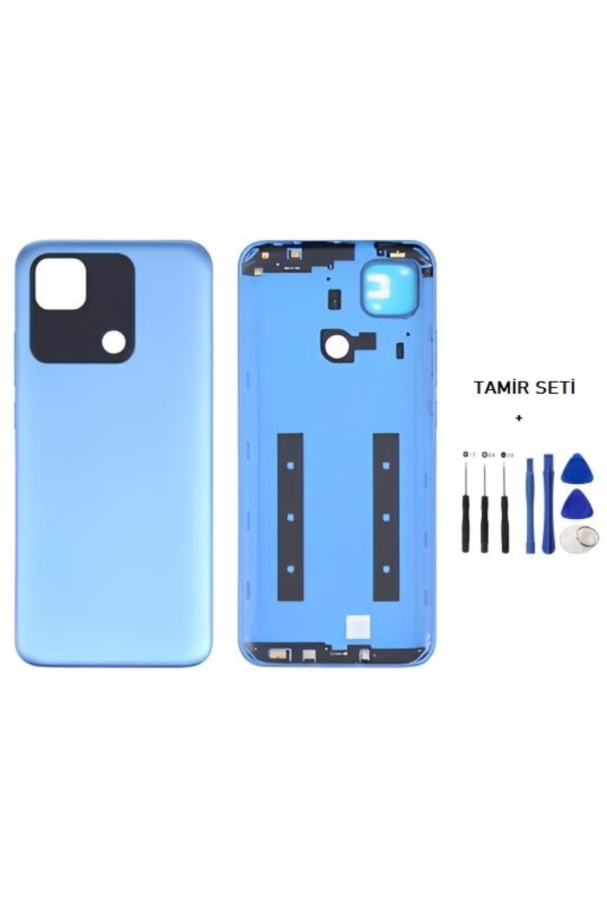 indirimplus Xiaomi Redmi 10A Kasa Arka Kapak FULL Yan Tuş Takımı MAVİ TAMİR SETİ