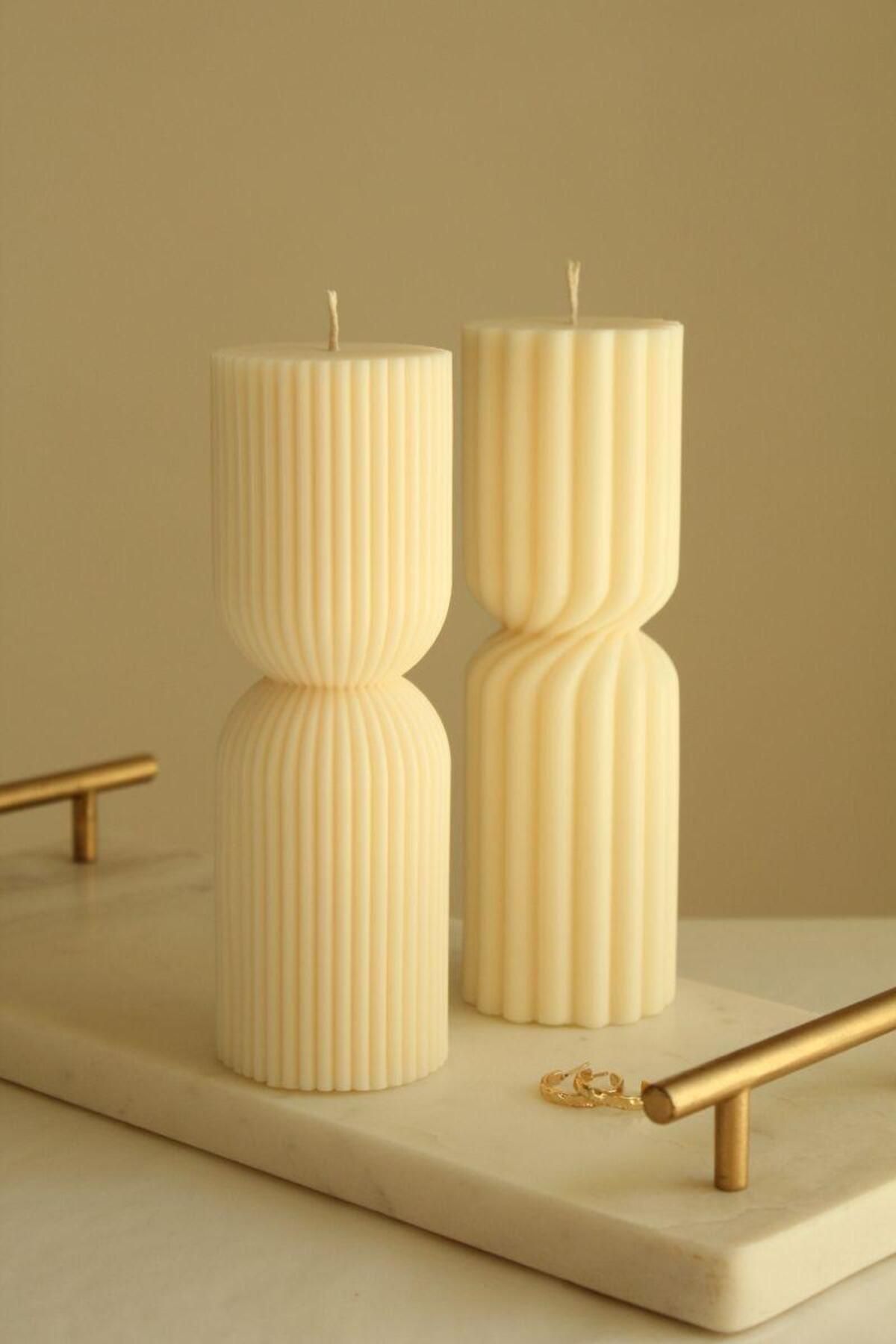 SCA CANDLE Dekoratif Mum Çokgen Kırık beyaz 2 kili Mum