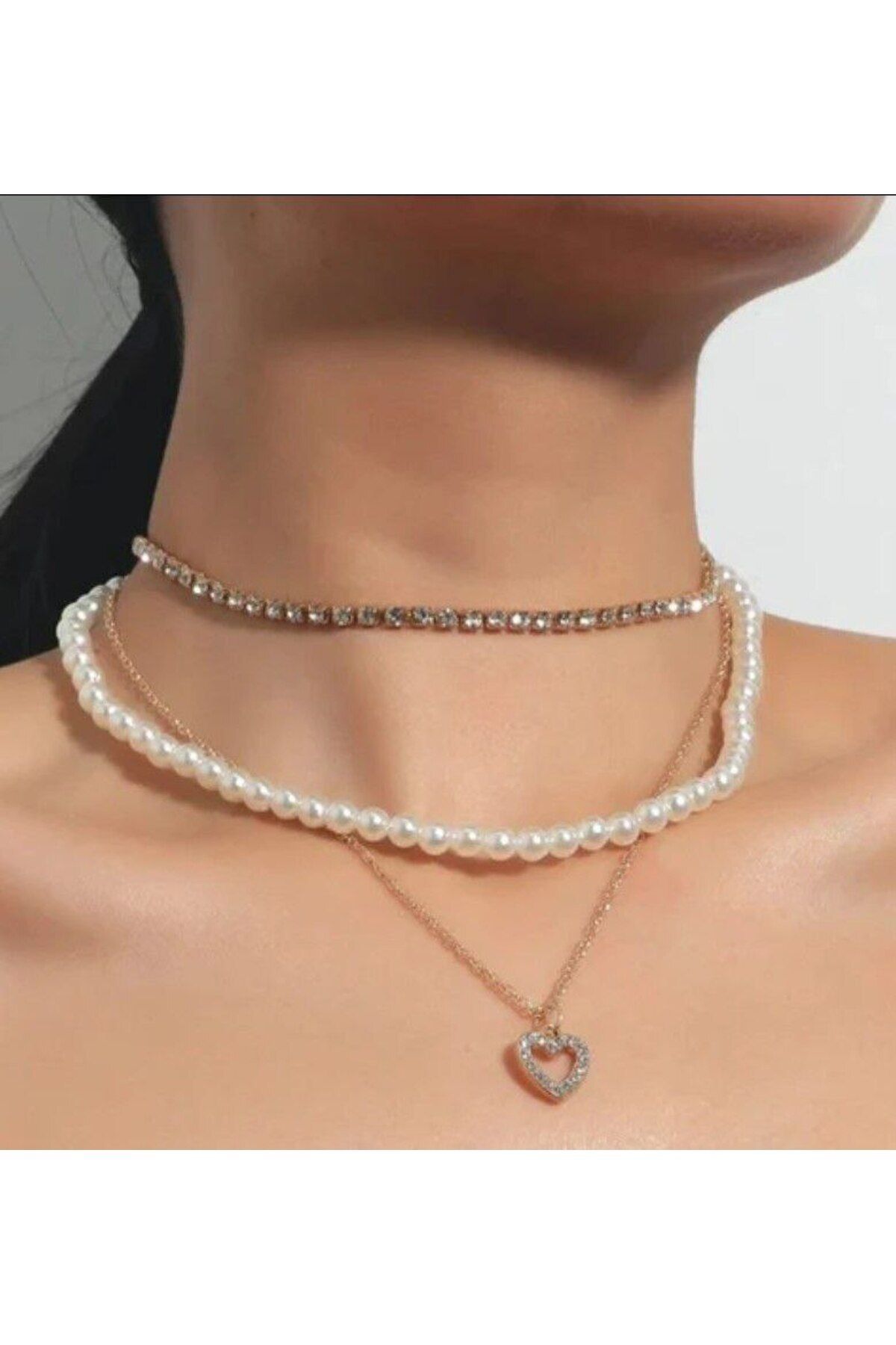 MODAELMAS1 Şıklığınızı Tamamlayacak Kalp Model Kolye