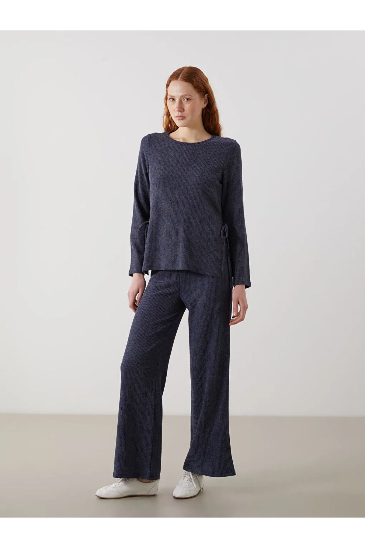 LC Waikiki LCW Comfort Indigo Beli Lastikli Dokulu Kadın Pantolon
