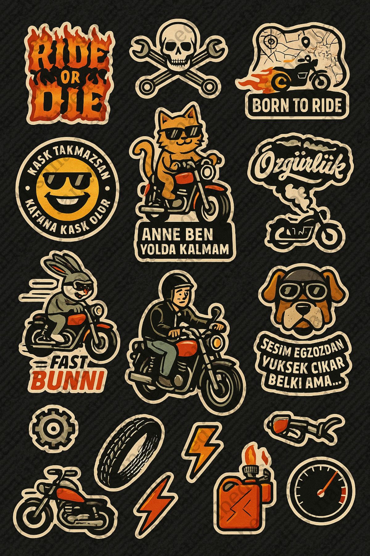 sanatıbedi Driver Araba Motor ve Kask için Suya Dayanıklı Sticker - Motorsiklet Kask Bisiklet Araba Etiketi