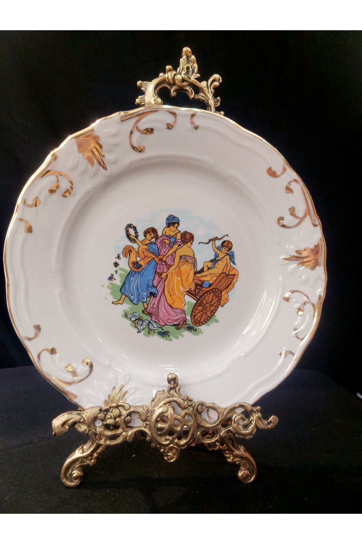 Dedemin Antikaları Antika Vintage İstanbul Porselen Fragonard Desenli Dekoratif Duvar Tabağı
