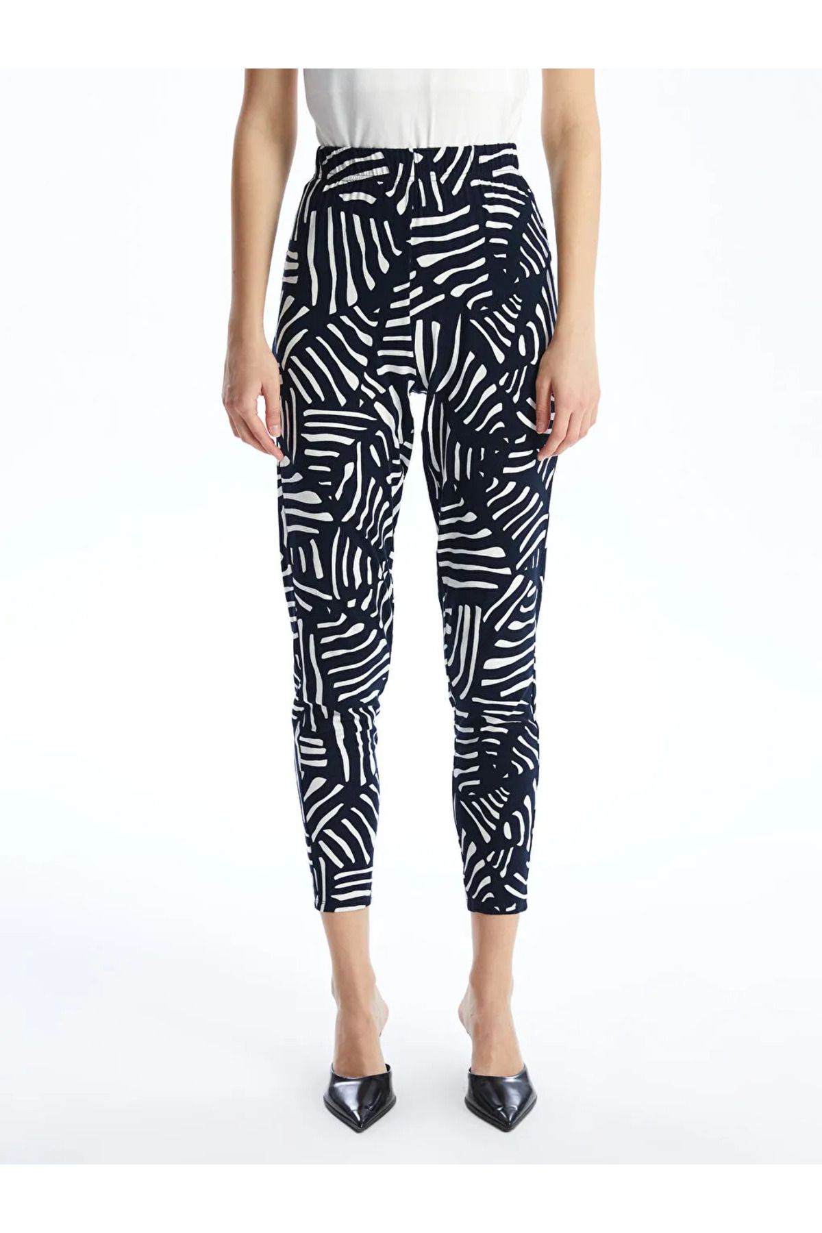 LC Waikiki-LCWAIKIKI Pantaloni de damă cu model cu talie elastică, albastru bleumarin 2