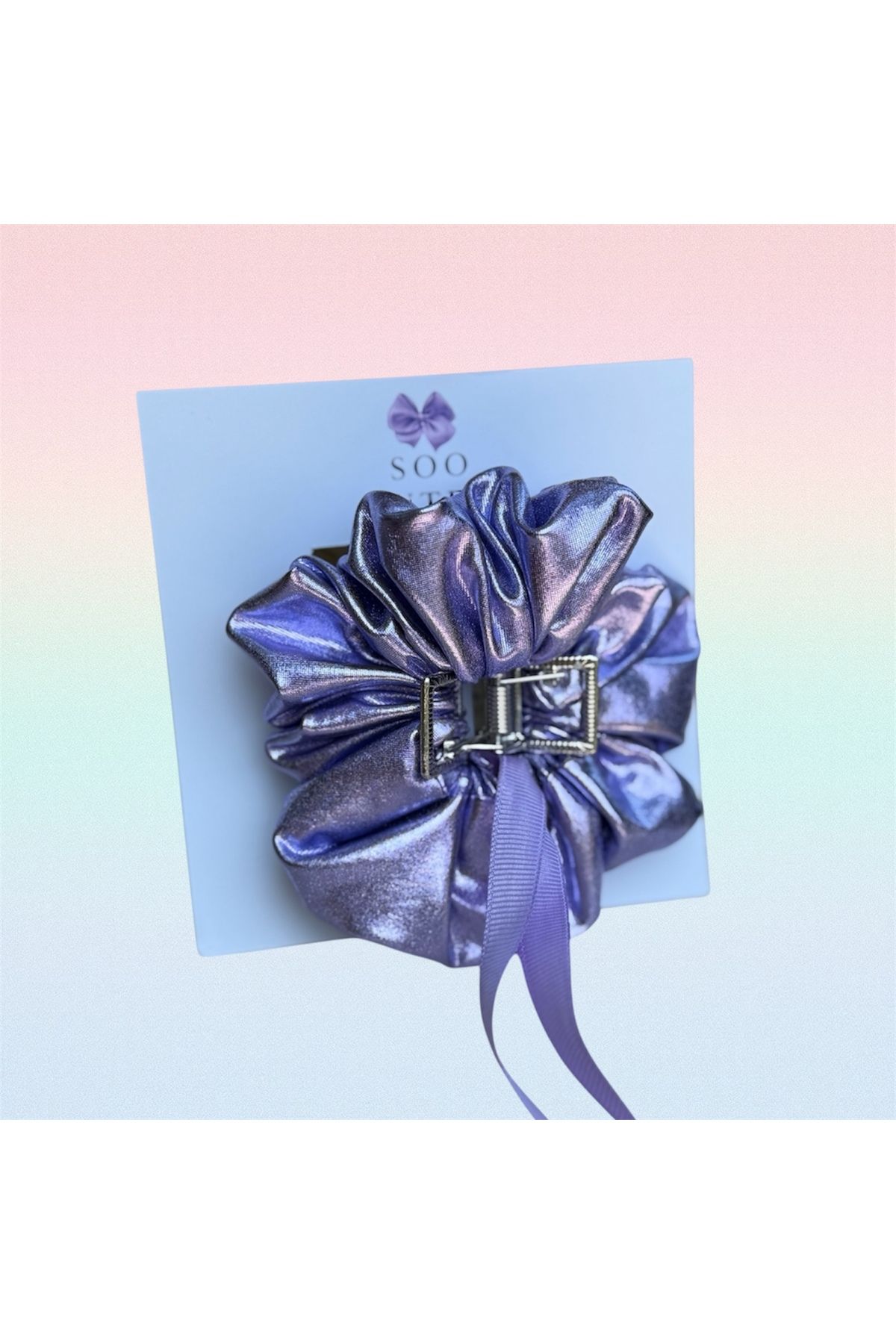 Cute Purple Shine Claw Işılyılı Deri Mandal Toka