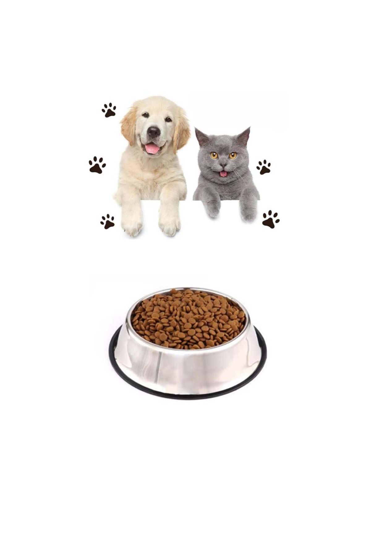 Paras Ticaret Hayvanlar Için Çelik Kaydırmaz Büyük Boy Su Mama Vb Kabı Kedi Köpek Su Mama Kabı (alt Taban: 21,5 Cm