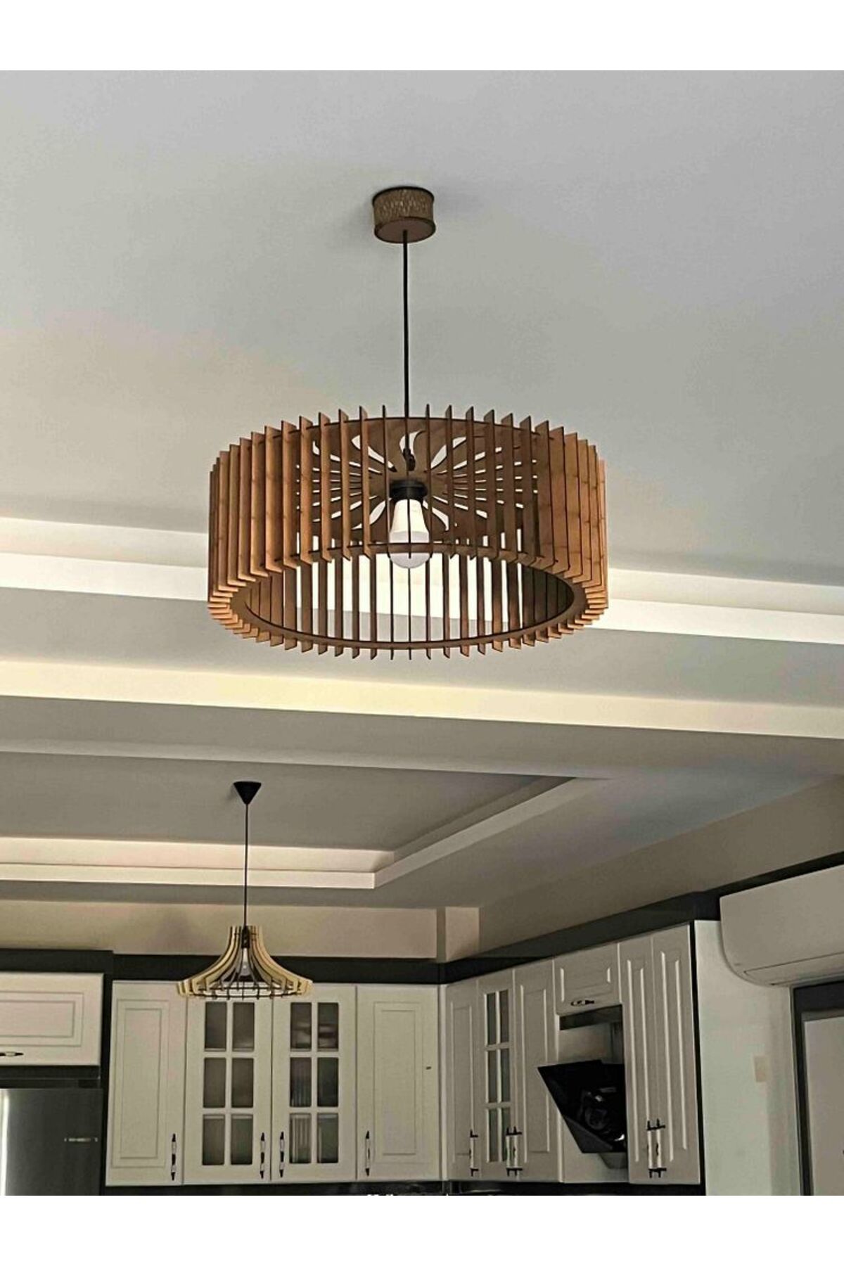 Ferisa Home 50 CM AHŞAP MODERN RUSTİK BOHEM OTURMA MUTFAK YATAK ODASI SALON AVİZE