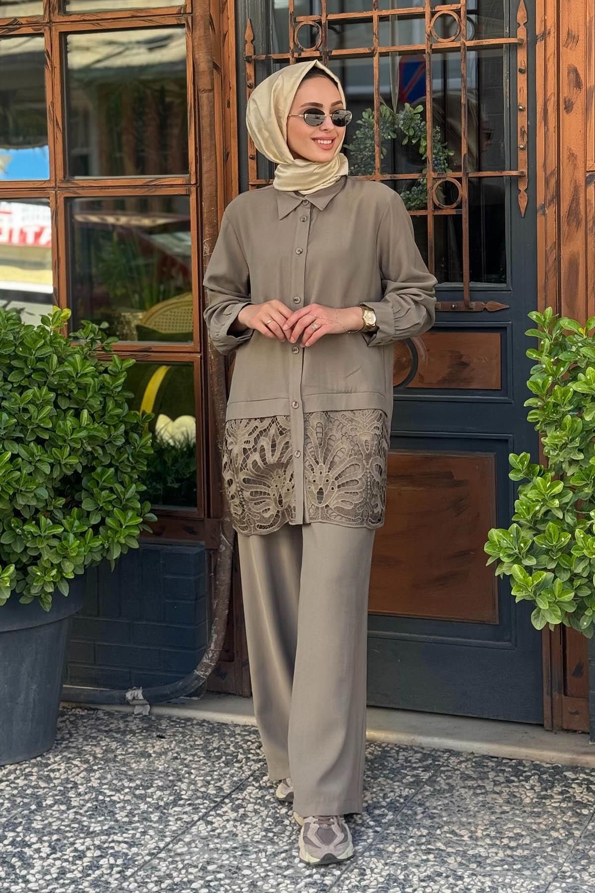Nurcan Çetin Pantolonlu Takım 25418 Yeşil