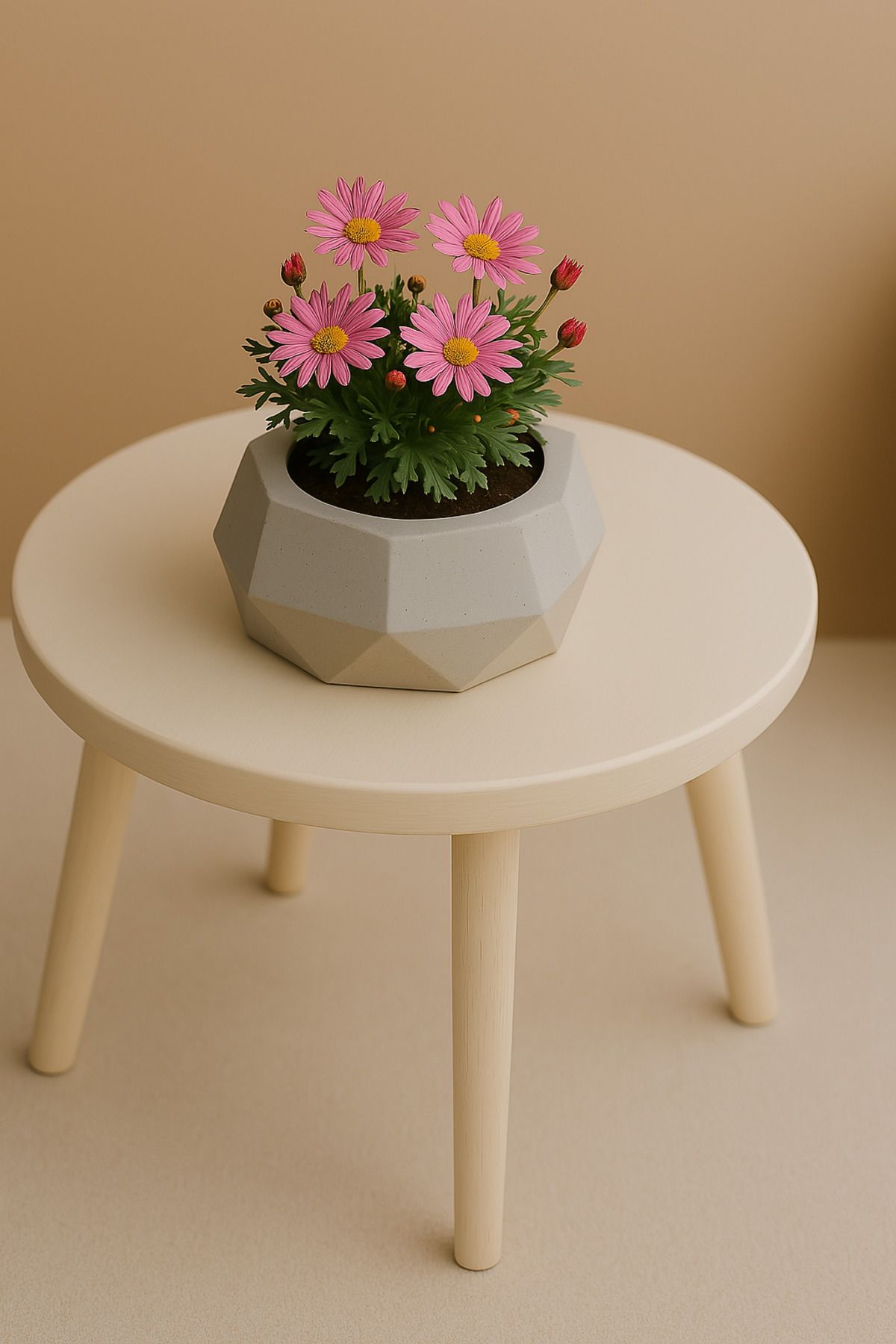 DemCey Home Geometrik Taş Saksı Çok Amaçlı Dekoratif Obje