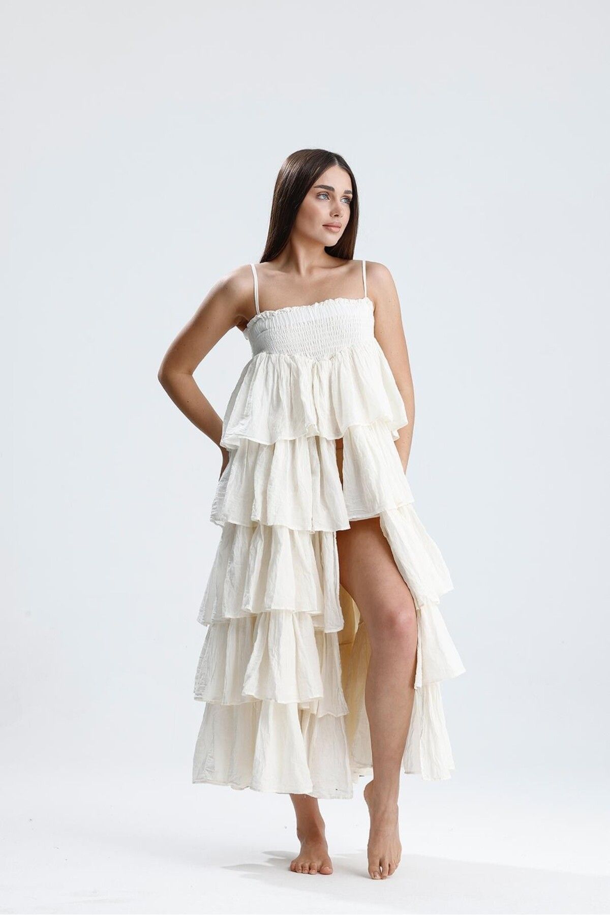 mirandalya BOHEM COTTON NATUREL ELBİSE-ETEK