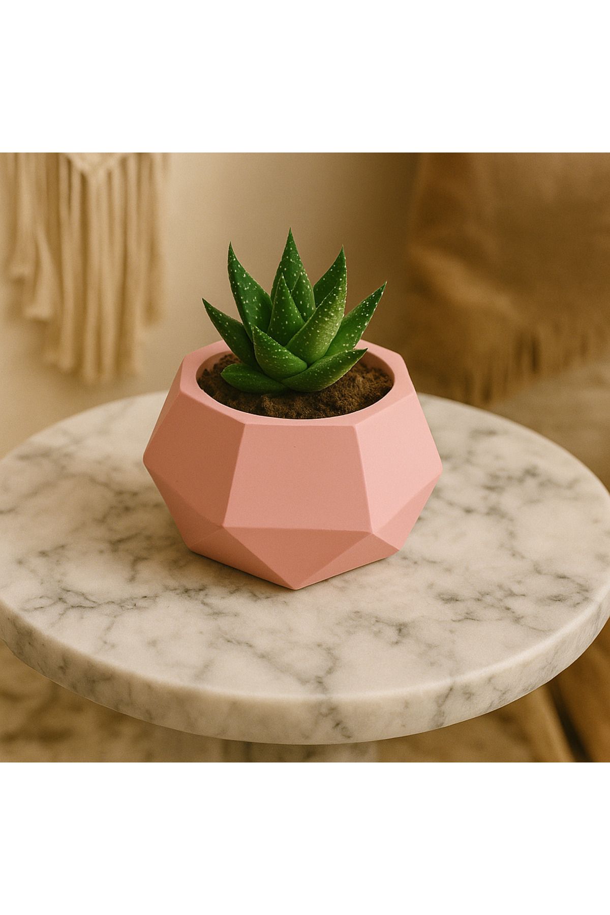 DemCey Home Geometrik Taş Saksı Çok Amaçlı Dekoratif Obje