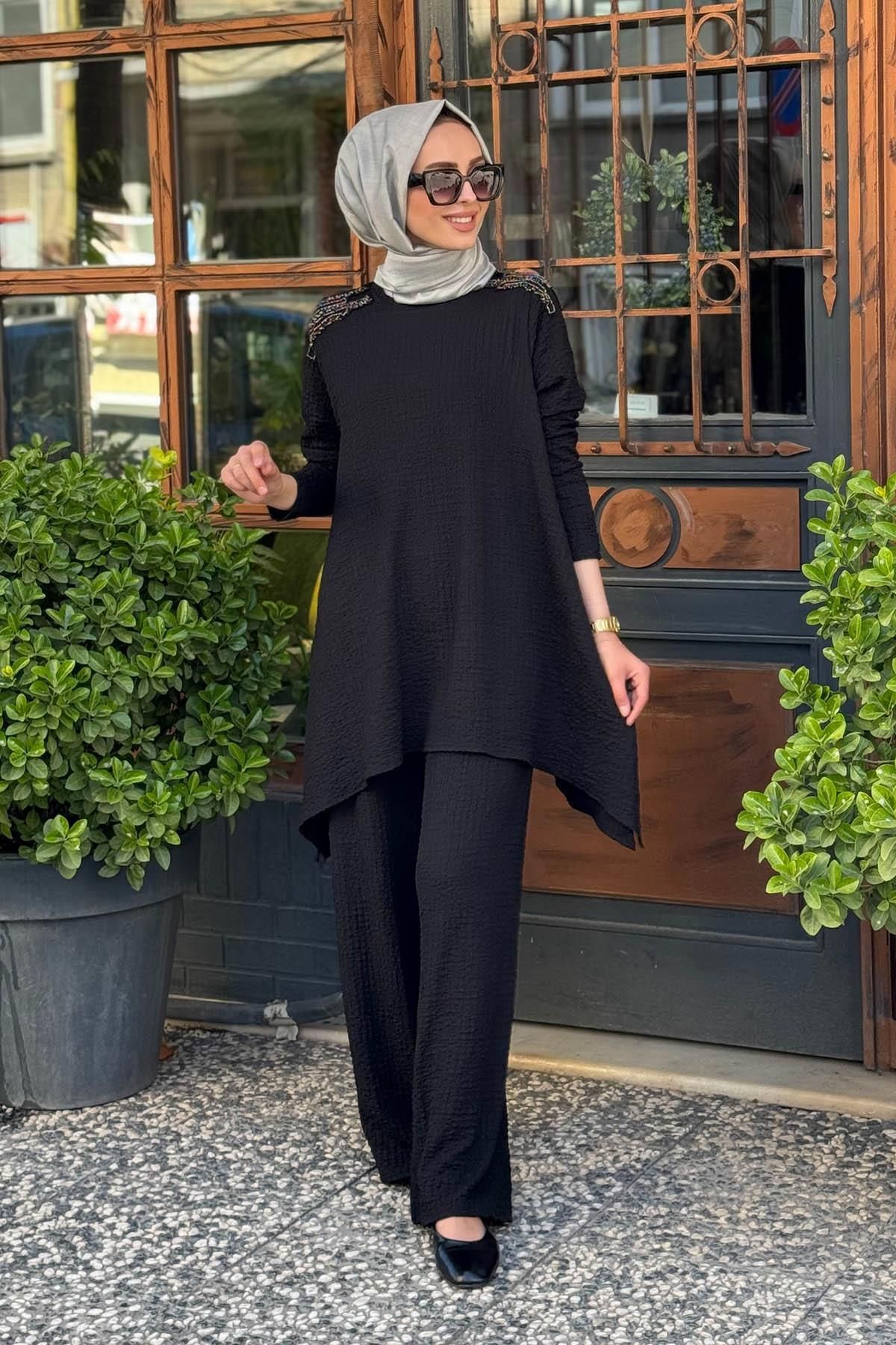 Nurcan Çetin Pantolonlu Takım 25469 Siyah