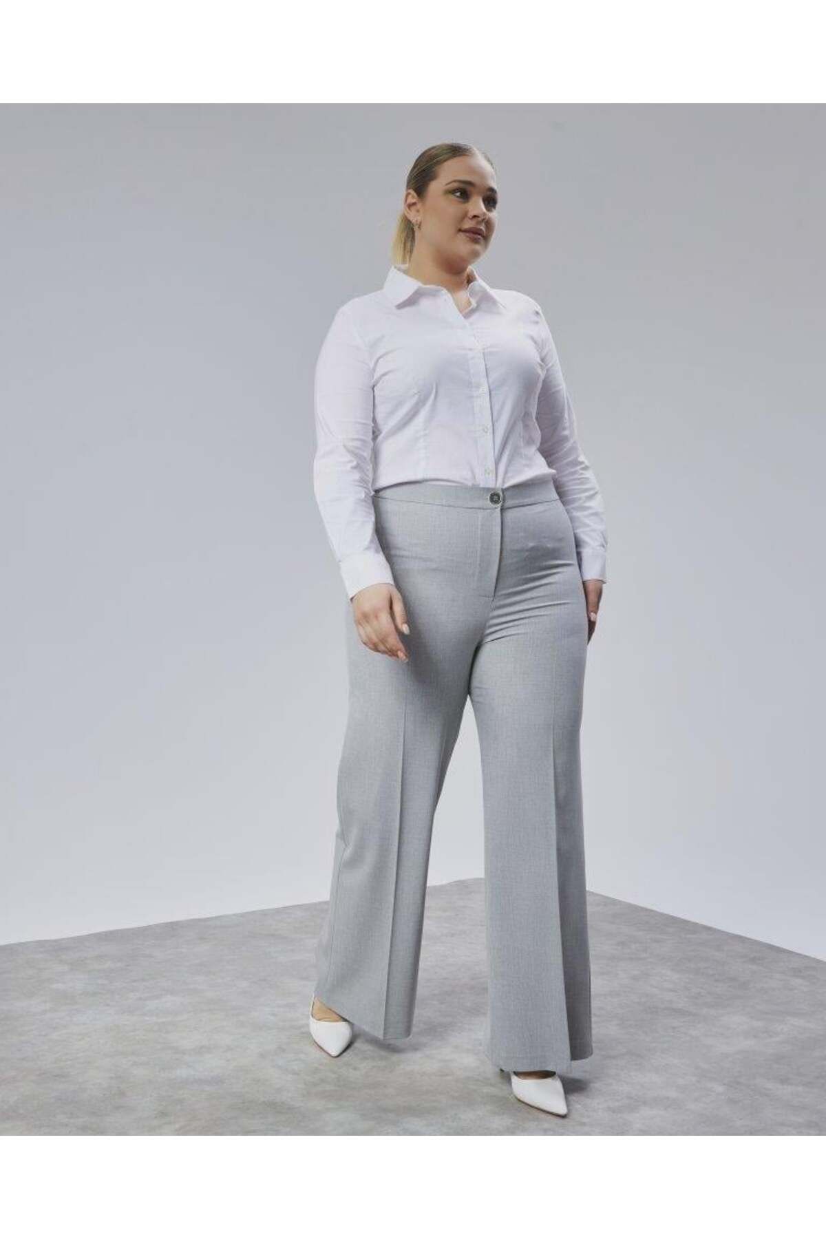 modamtn Poly Viscose Full Lycra Beli Lastikli Battal Pantolon