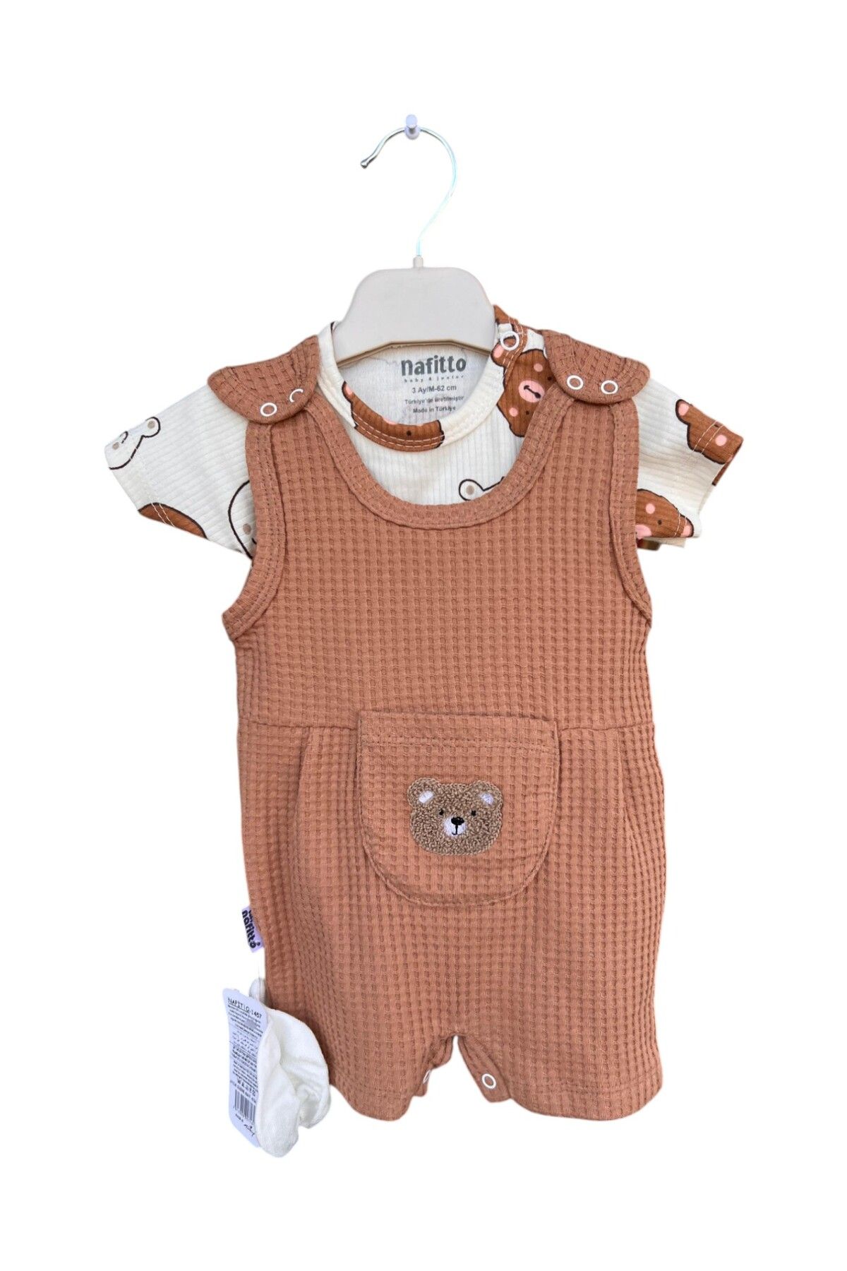 GMG Baby Tulum3lüTakım(Tulum+Zıbın+Çorap)AyıcıkCepliKahverengi