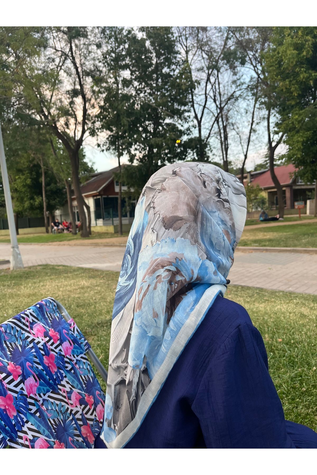 BOUTİCON Çiçek Desenli Soft Eşarp Mavi