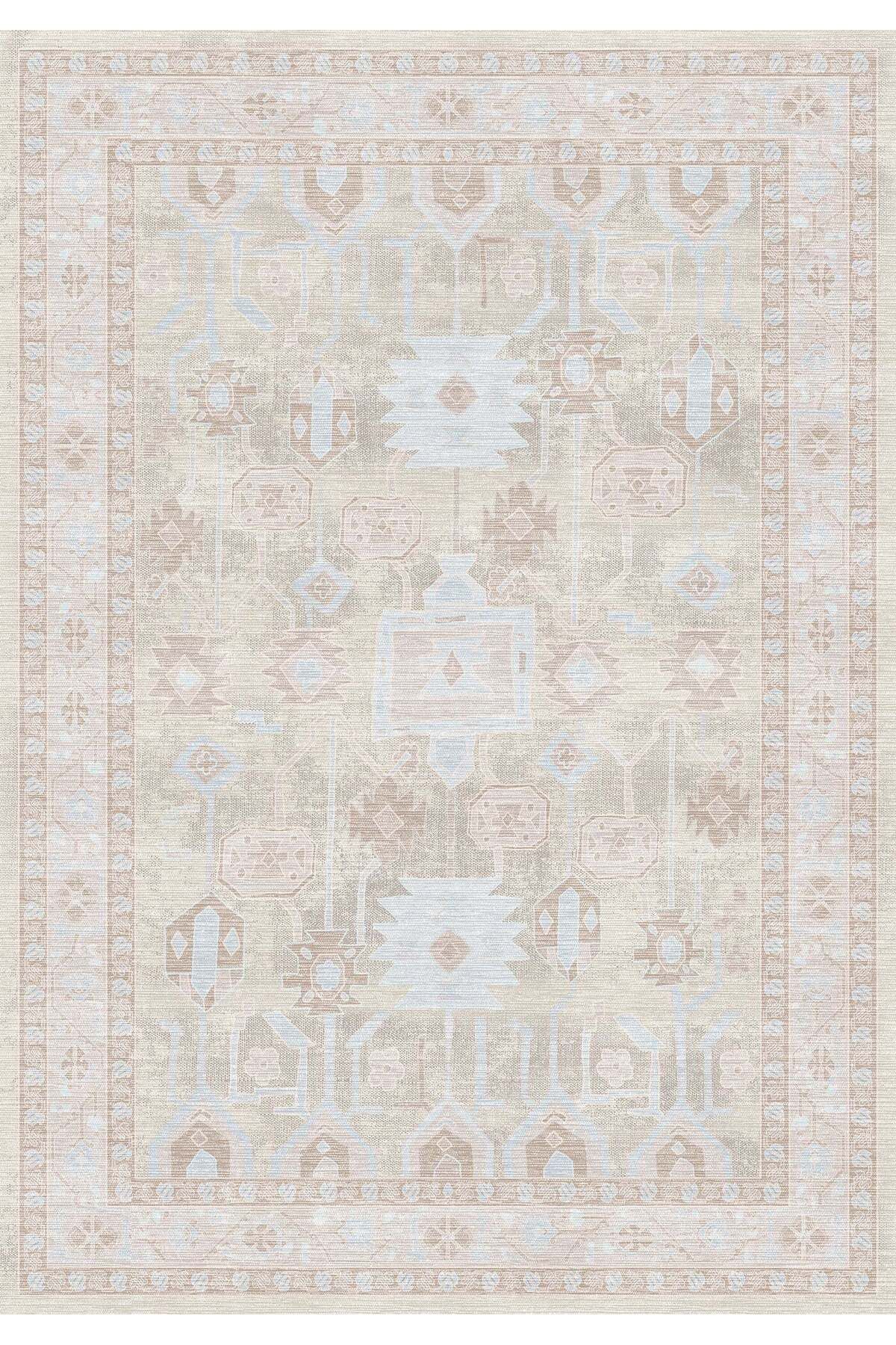 Rugs Modern Halı Mottos Koleksiyonu Bej Tonlarda Etnik Motifler Desenli Dokuma Taban Dekoratif Halı mottos35