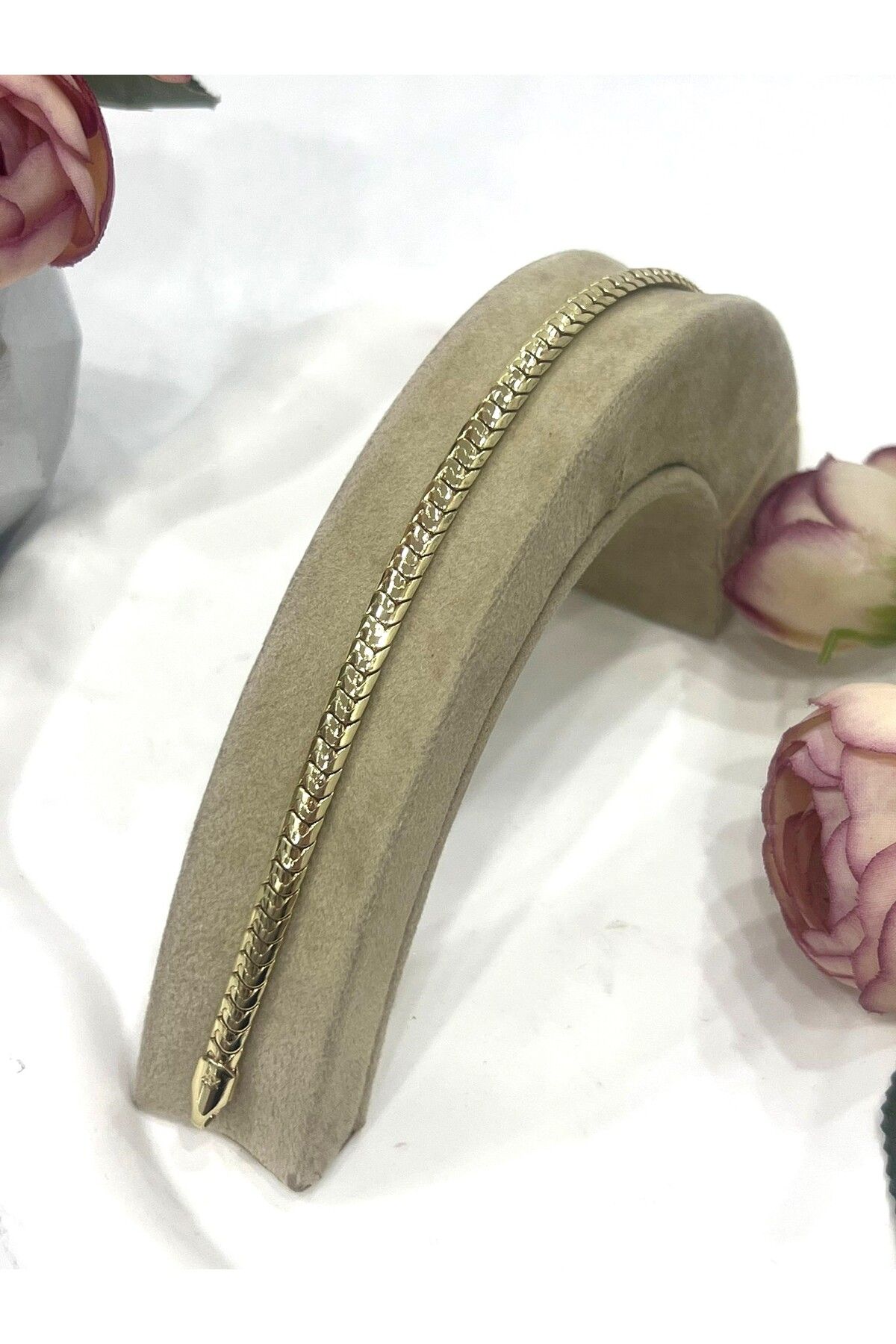 MASAL TAKI&AKSESUAR XUPING Oval Kral Bakla Örgülü Çelik Bileklik (14K GOLD - 19CM)