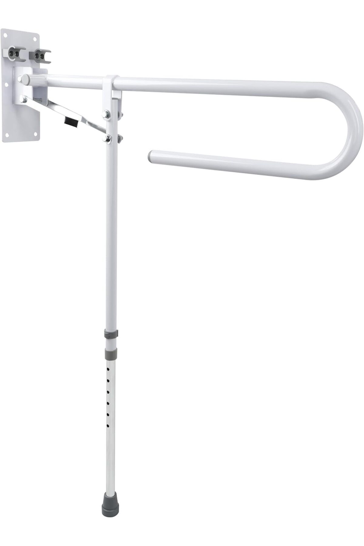 Stander-Mondo Medical Bathroom Toilet Grab Bar - White Stainless Steel Foldable Toilet Support Aid Rail with 1
