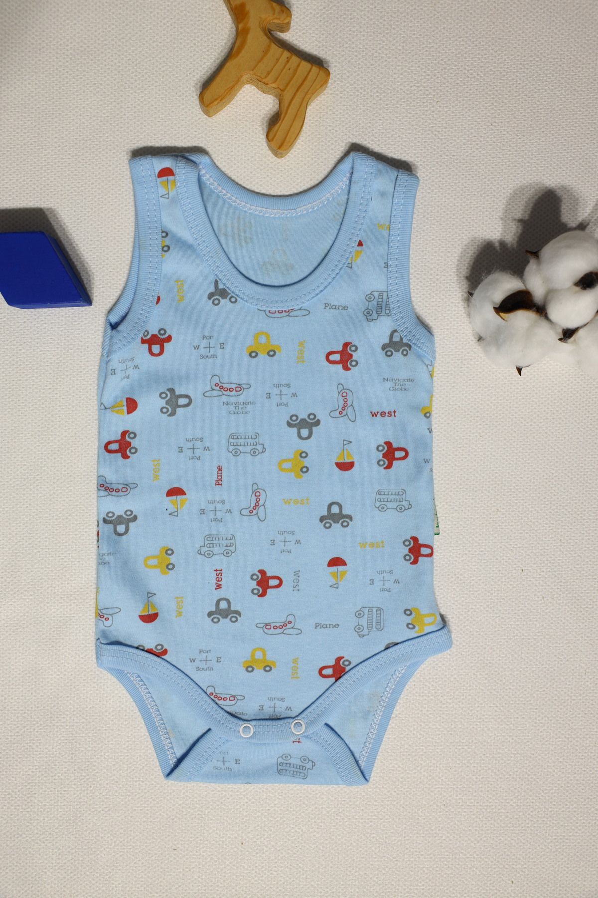Vivolas Bebek Çıtçıtlı Body Desenli %100 Organik Pamuklu Zıbın