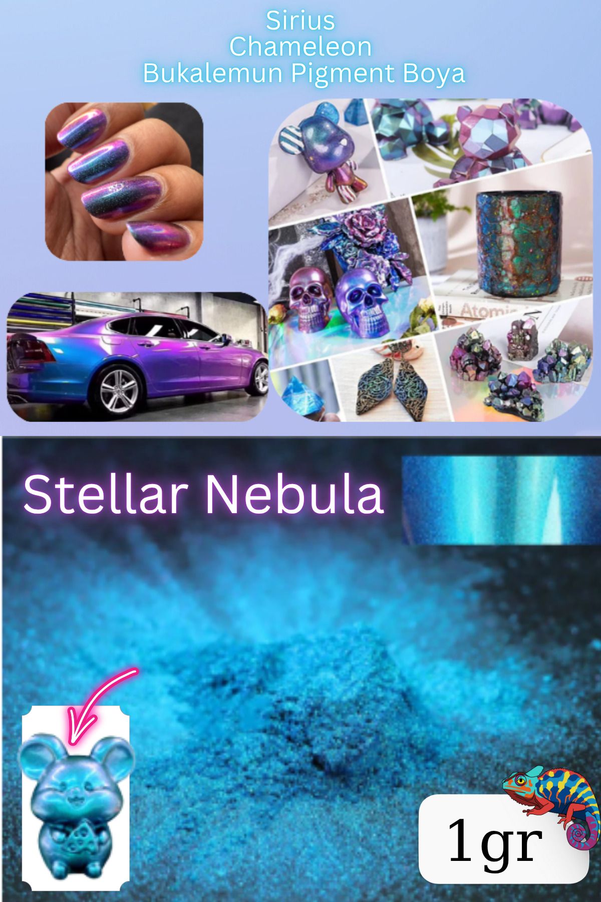 Sirius Hobi Chameleon Bukalemun Pigment Toz Boya Stellar Nebula – 1 gr | Epoksi Uyumlu Renk Geçişli Efekt
