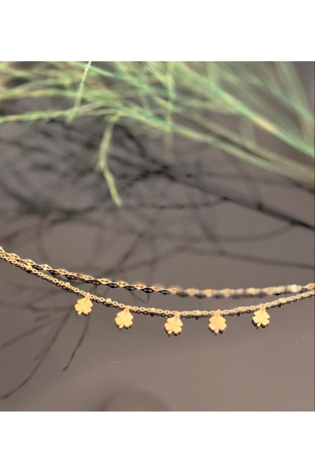 steel stainless Çelik Gold Yonca Bileklik