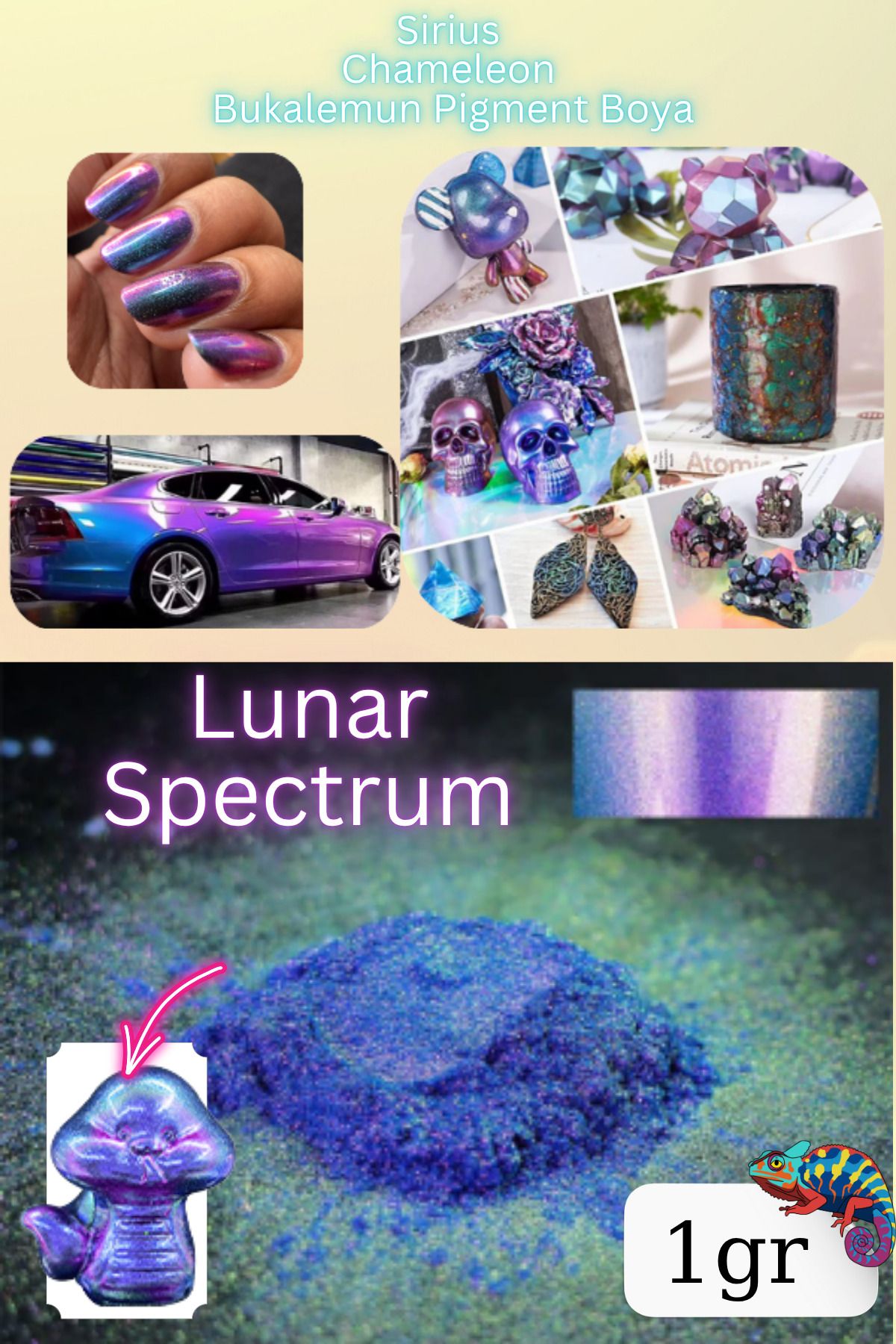 Sirius Hobi Chameleon Bukalemun Pigment Toz Boya Lunar Spectrum – 1 gr | Epoksi Uyumlu Renk Geçişli Efekt