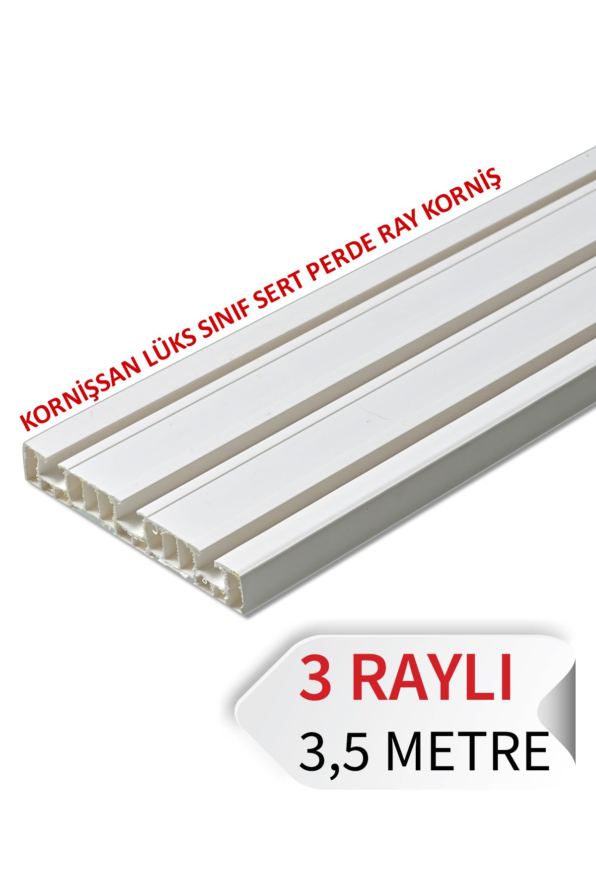 Kornişsan Korniş 3 Raylı 3,5 Metre Polyester Kalın Perde Tutucu Ray - Lüks Birinci Sınıf Kalite