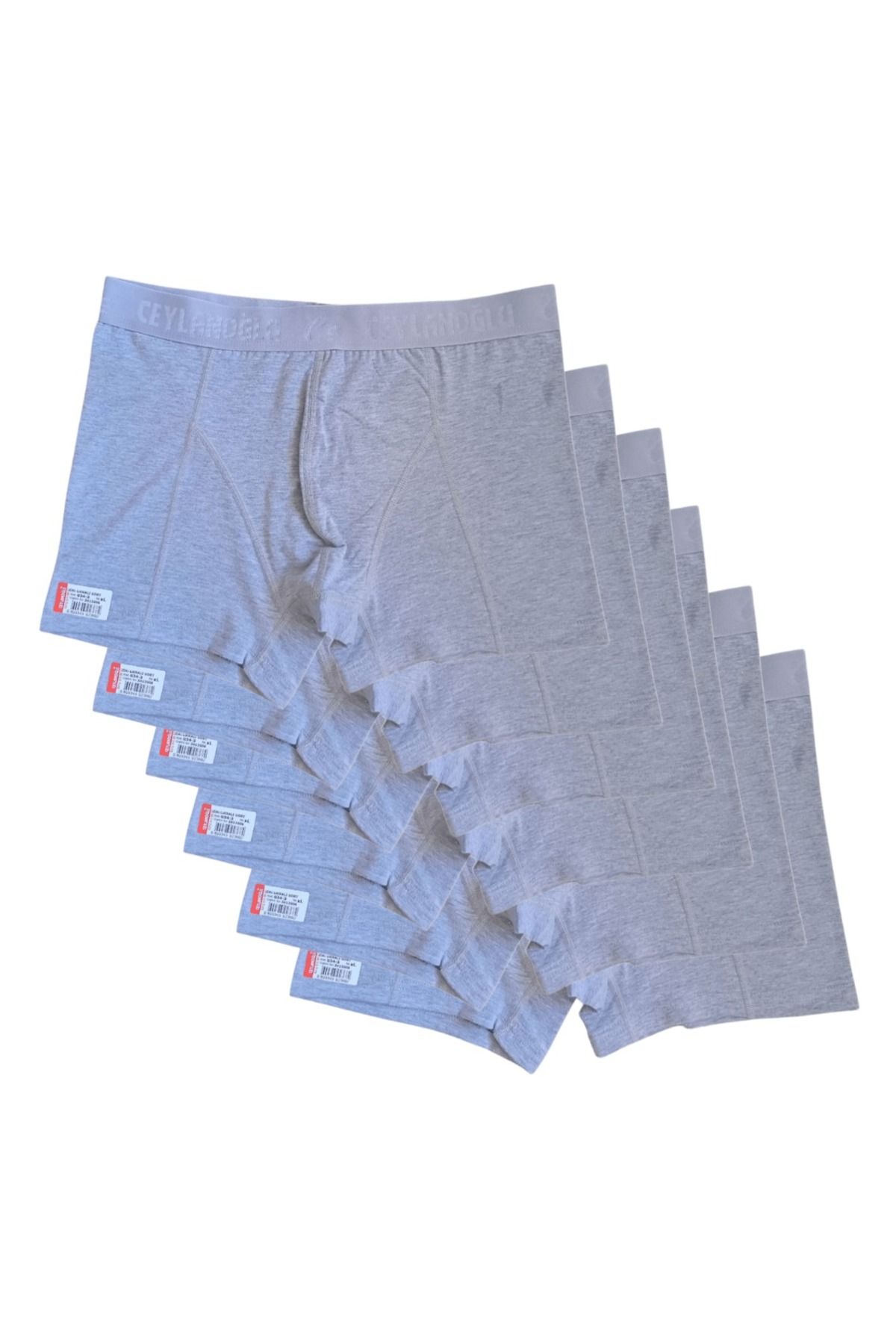 balkonda Boxer pamuklu cotton modal elasten 6'lı ekonomik paket açık gri slim fit ekstra esnek CBK3-2