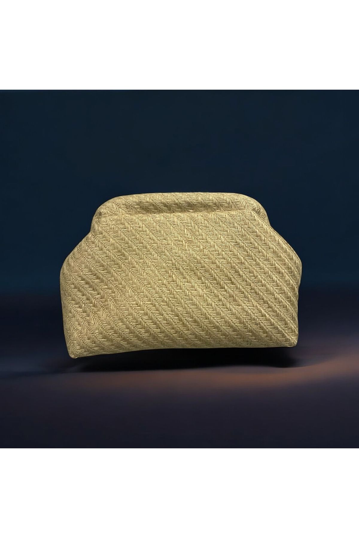 Nuggita Gizli Burslu Clutch El / Omuz Çantası Hasır Dokulu
