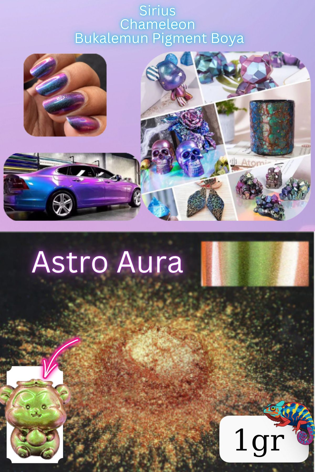 Sirius Hobi Chameleon Bukalemun Pigment Toz Boya Astro Aura – 1 gr | Epoksi Uyumlu Renk Geçişli Efekt