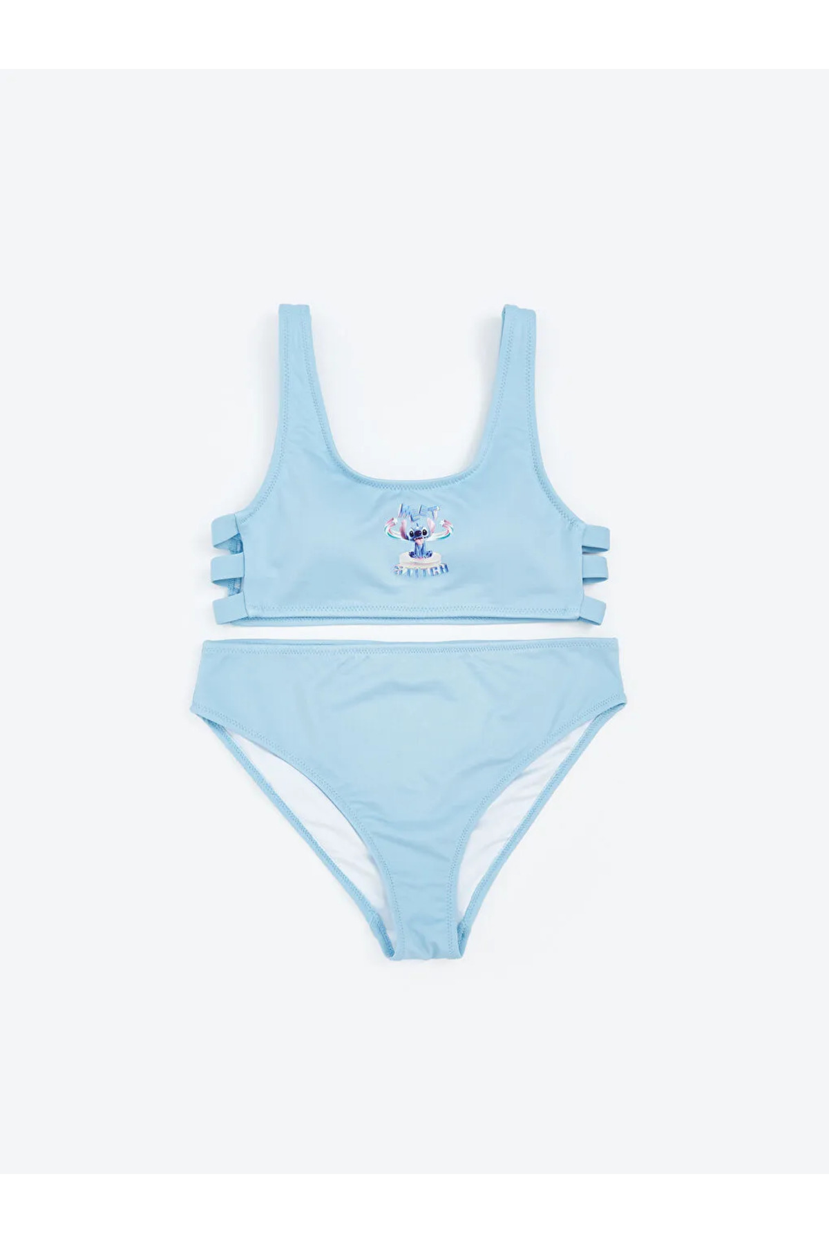 LC Waikiki LCW Kids Mavi Hızlı Kuruyan UV Korumalı Stitch Baskılı Kız Çocuk Bikini fotoğrafı 4 (önizleme)