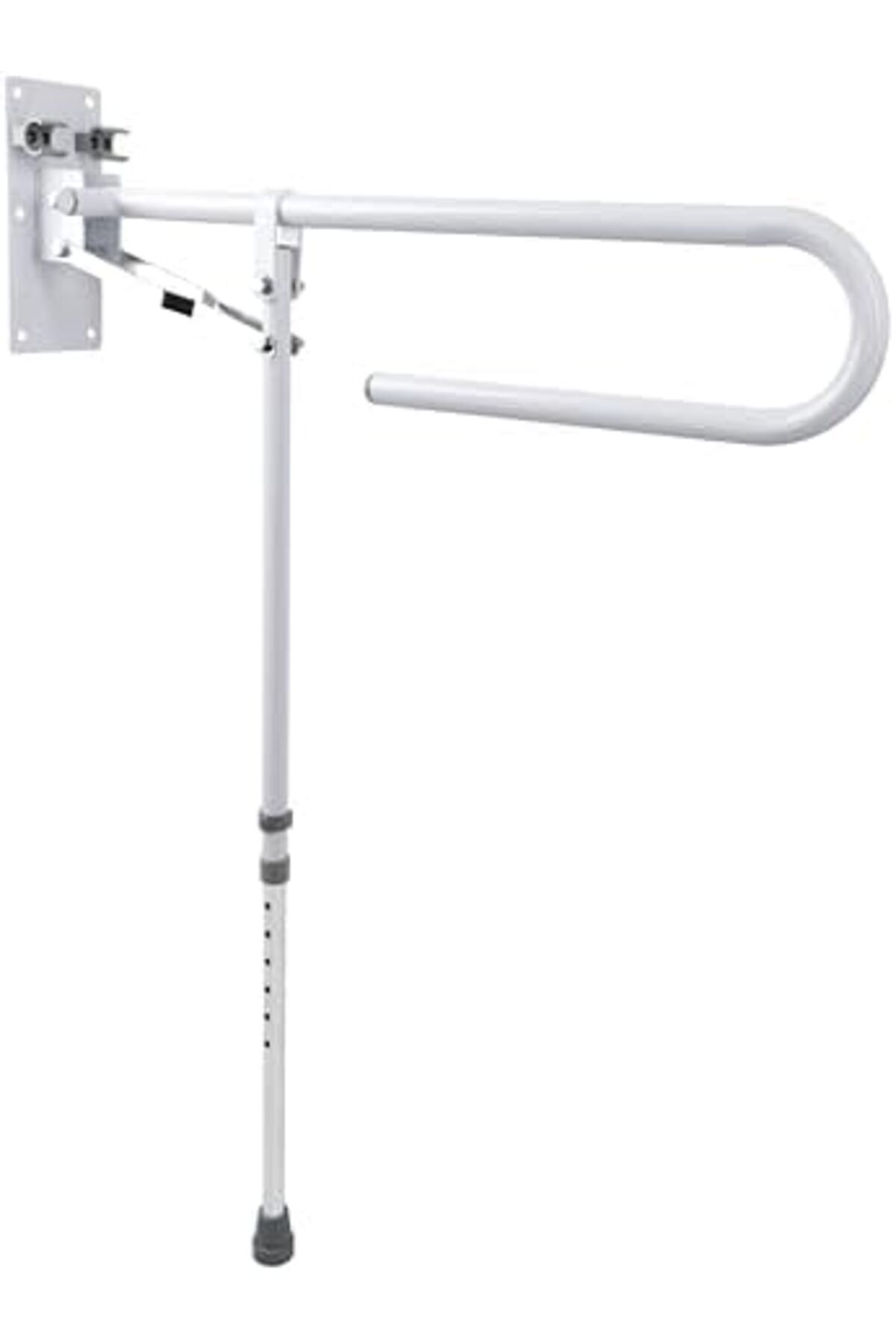 Stander-Mondo Medical Bathroom Toilet Grab Bar - White Stainless Steel Foldable Toilet Support Aid Rail with 2