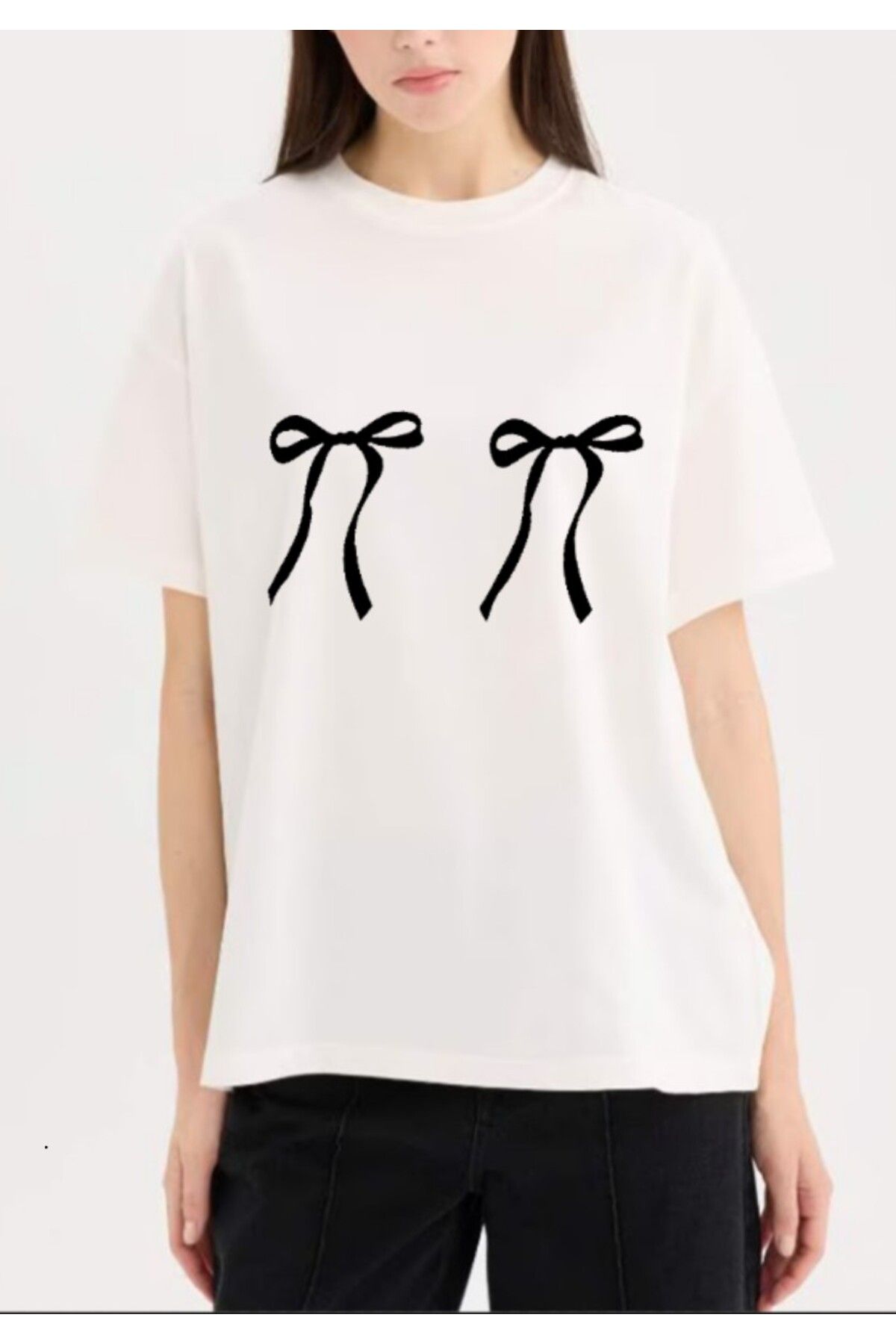 shidumanlar KURDELE Renkli Özel Baskılı Oversize Pamuklu Bisiklet Yaka T-Shirt Tişört