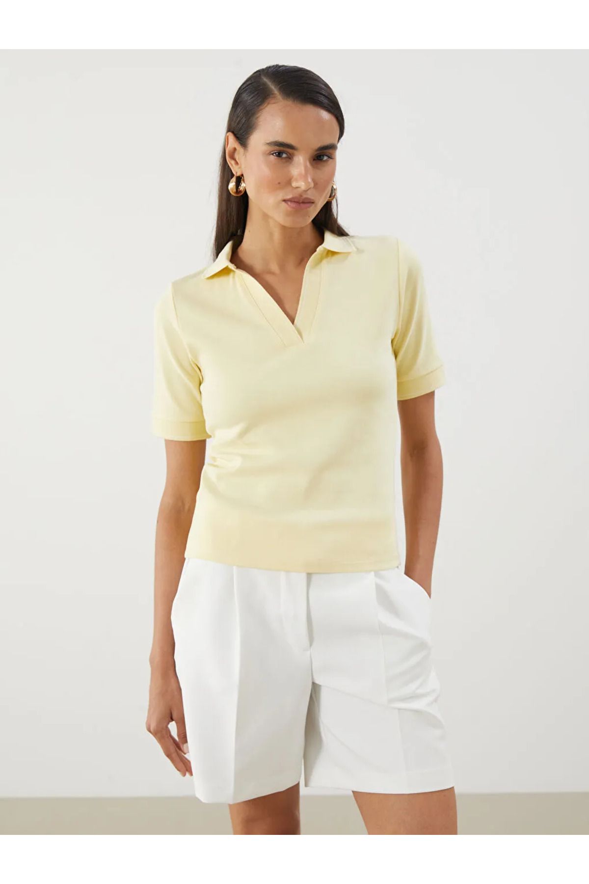 LC Waikiki LCWAIKIKI Classic Sari Polo Yaka Kadın Tişört