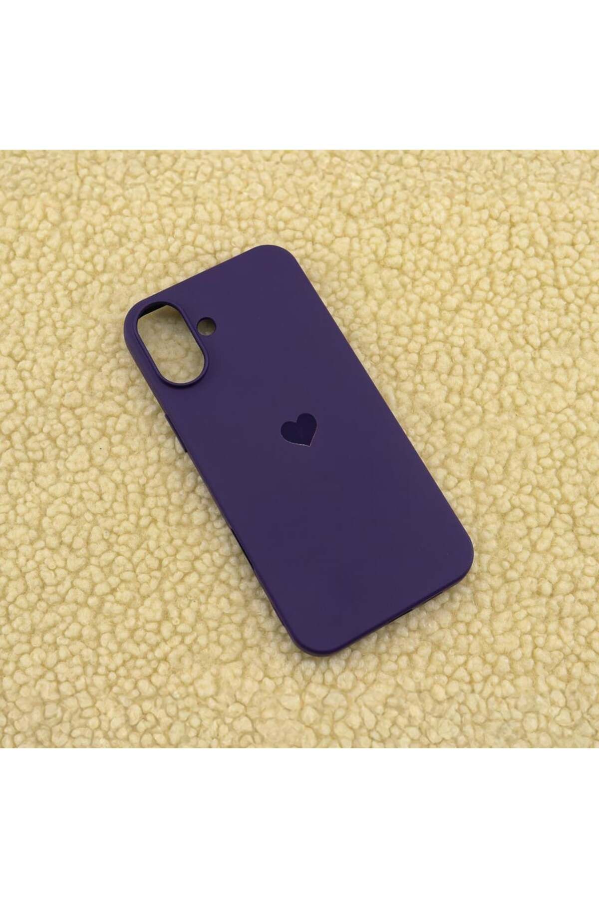 Case&Case iPhone 16 Plus Uyumlu Renk Uyumlu Kalp Baskılı Lansman Kılıf