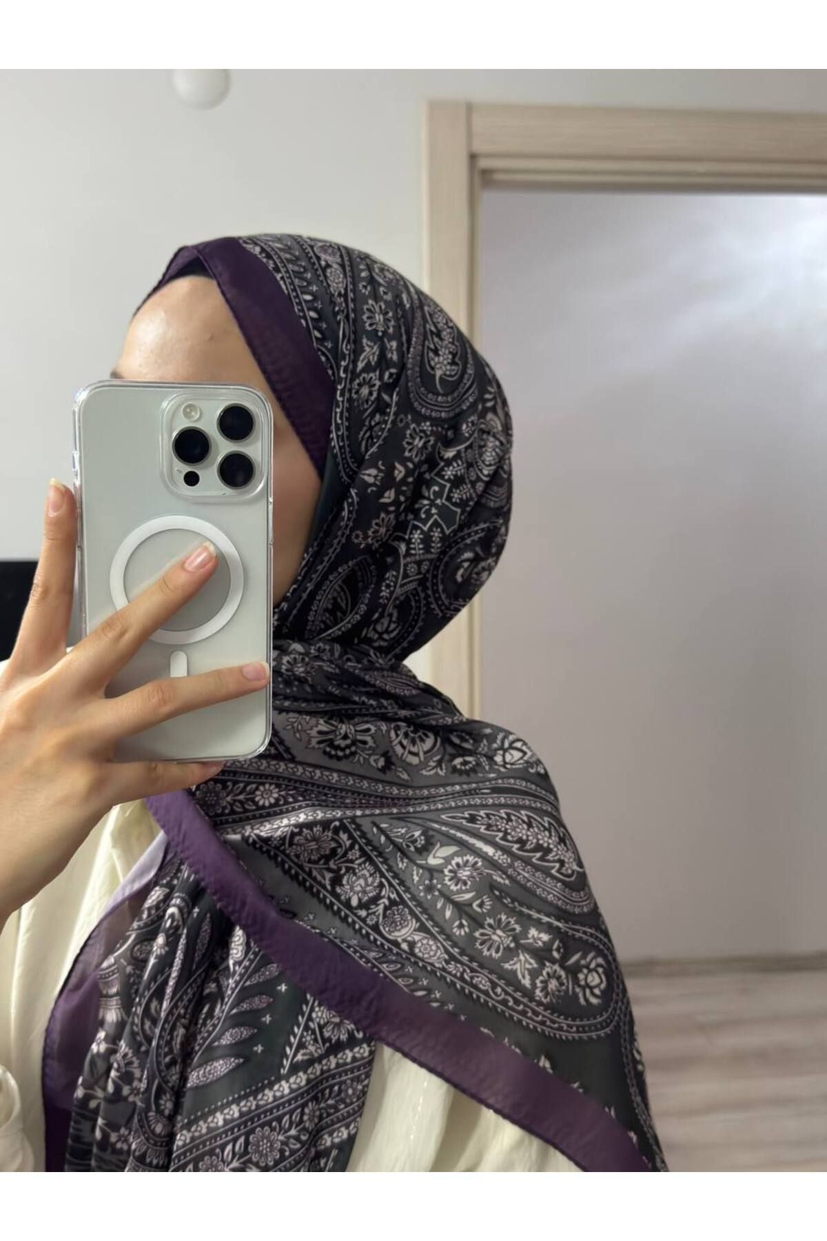 Larissa ETNİK DESEN MOR RENK PAMUK ŞAL