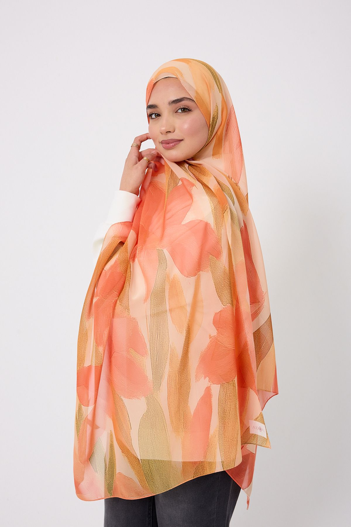 akoya fashion Çiçek Desenli Şifon Şal Yaz İrisi - Printed Chiffon Hijab - Summer Iris