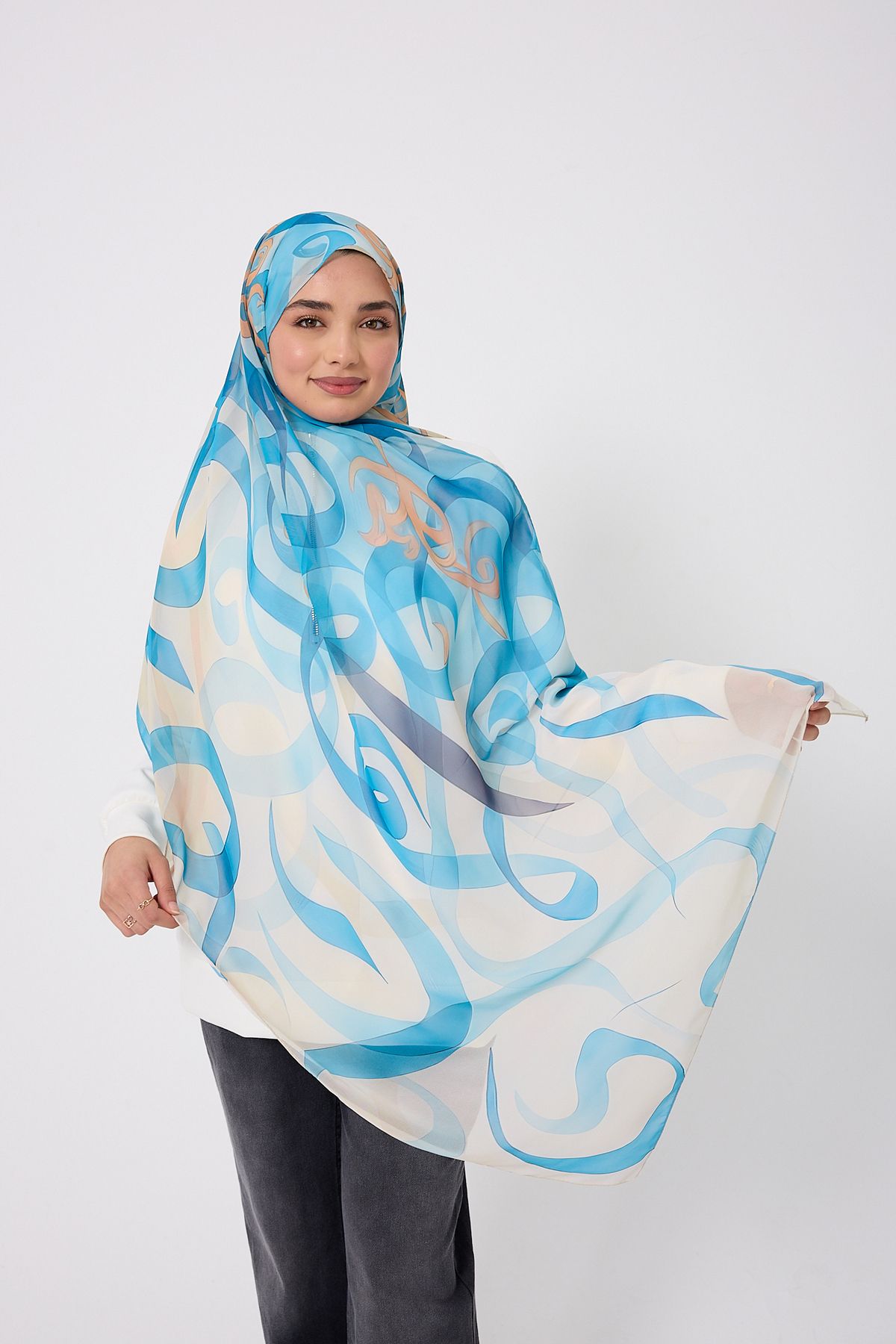 akoya fashion Desenli Şifon Şal - Printed Chiffon Hijab