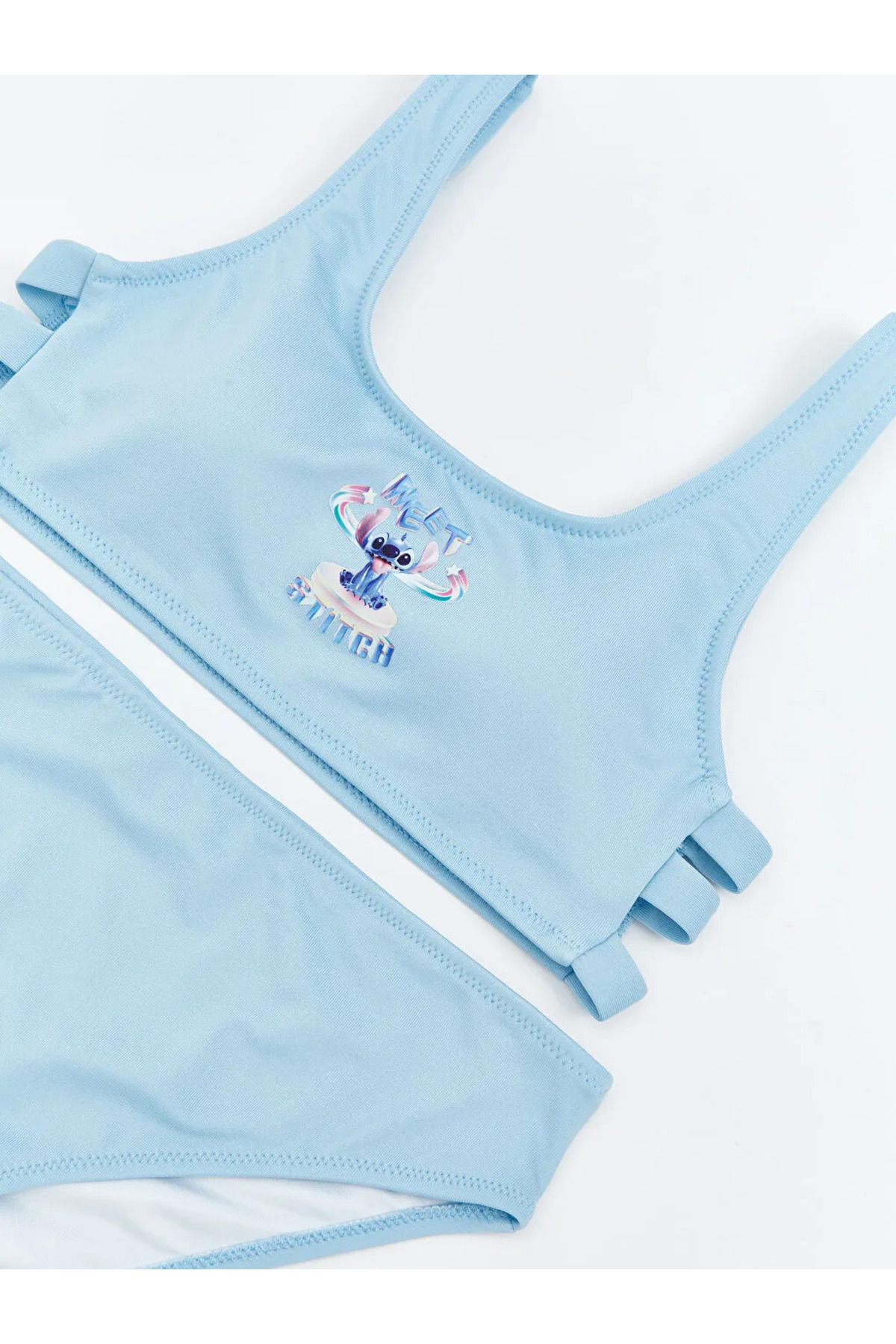 LC Waikiki LCW Kids Mavi Hızlı Kuruyan UV Korumalı Stitch Baskılı Kız Çocuk Bikini fotoğrafı 3 (önizleme)
