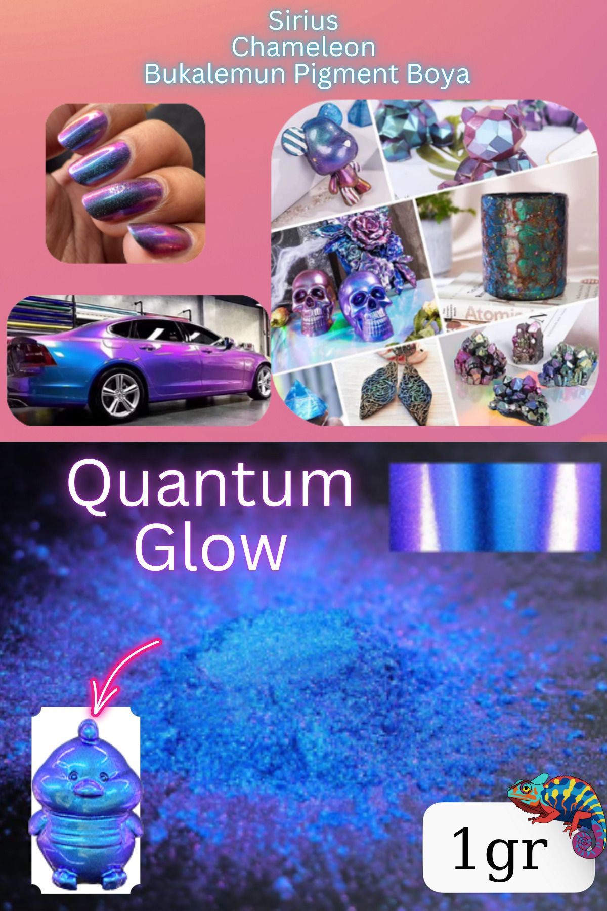 Sirius Hobi Chameleon Bukalemun Pigment Toz Boya Quantum Glow – 1 gr | Epoksi Uyumlu Renk Geçişli Efekt
