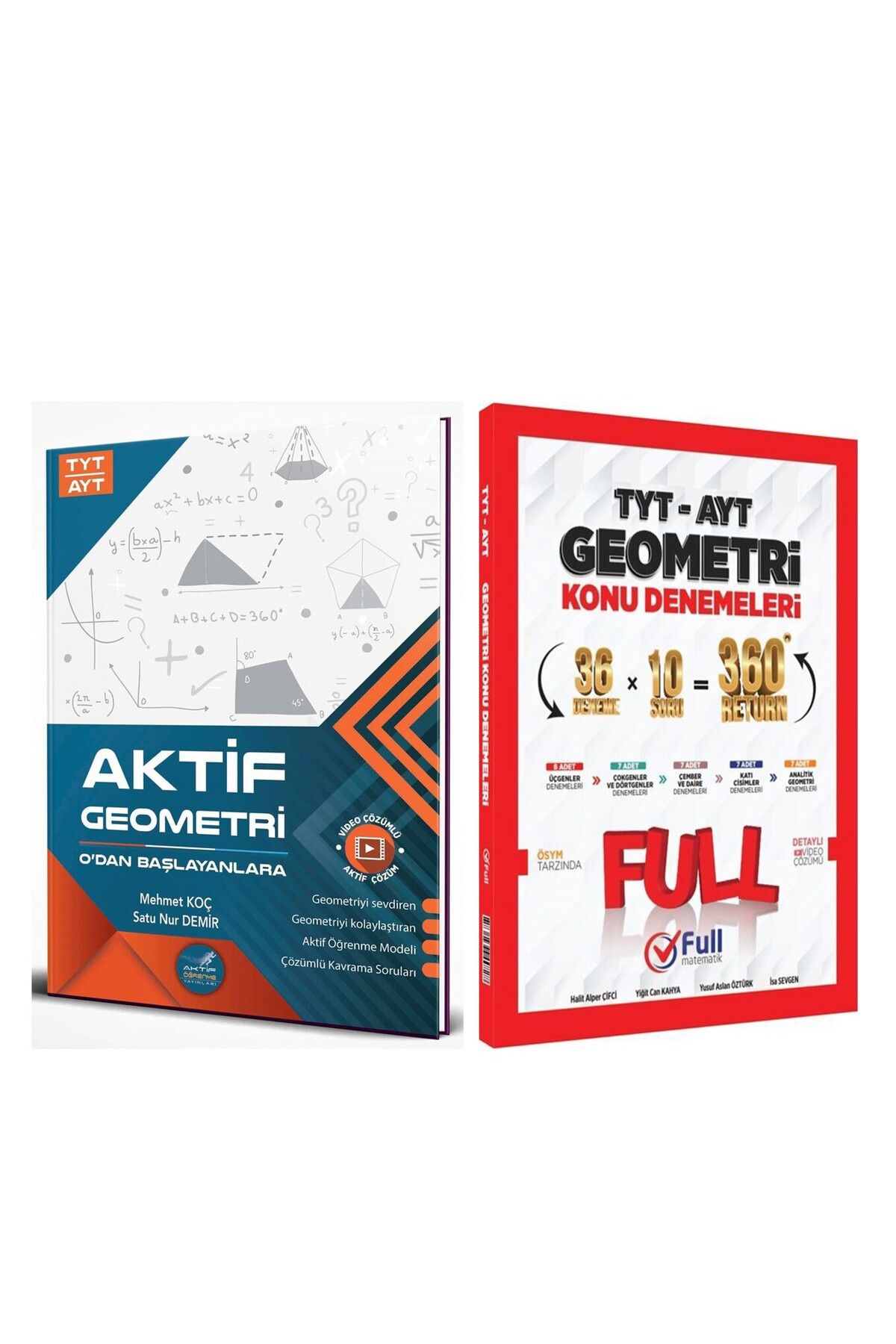 Ankara Kitap Merkezi Aktif Öğrenme TYT AYT Geometri 0 dan Başlayanlara ve Full Matematik Konu Deneme Seti 2 Kitap