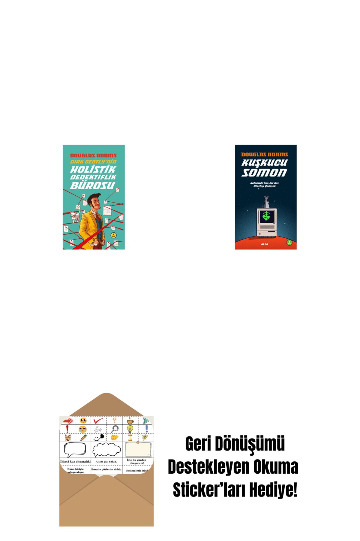 Alfa Yayınları Dirk Gently'nin Holistik Dedektiflik Bürosu + Kuşkucu Somon + Okuma Sticker'ları