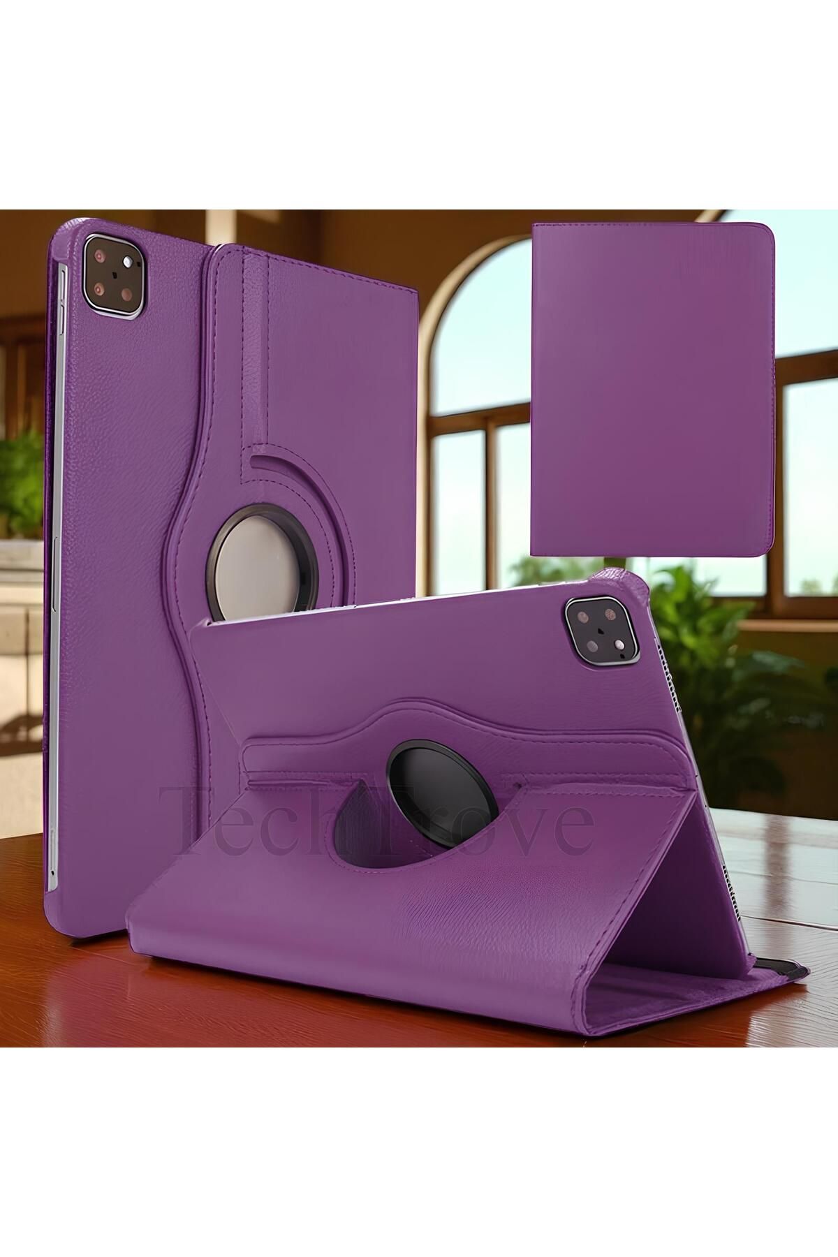 TechTrove Apple iPad Pro 12.9 2021 (5.Nesil) Kılıf 360 Dönebilen Standlı Pu Deri Kılıf