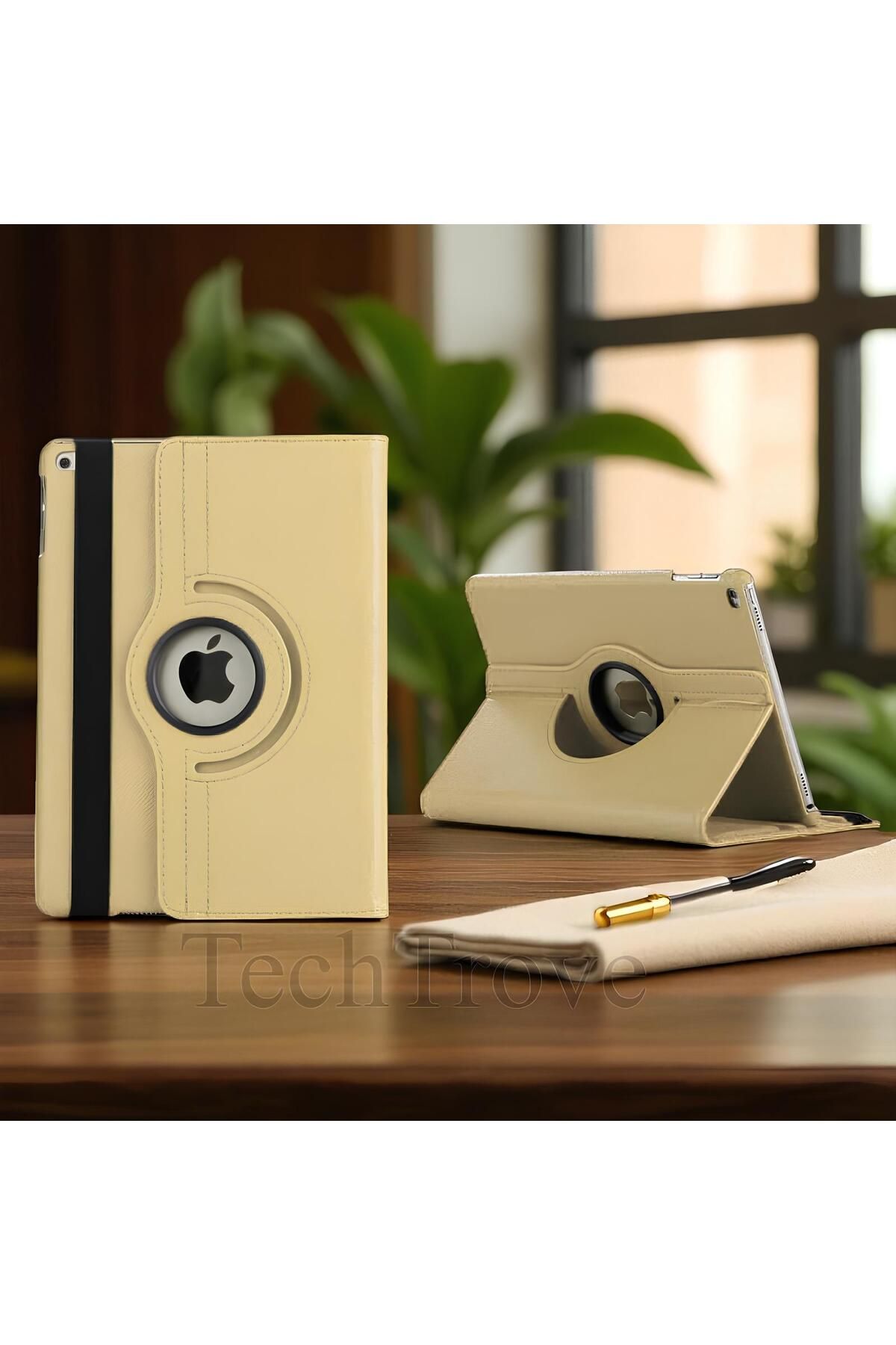 TechTrove Apple iPad 10.2 (8.Nesil) Kılıf 360 Dönebilen Standlı Pu Deri Kılıf