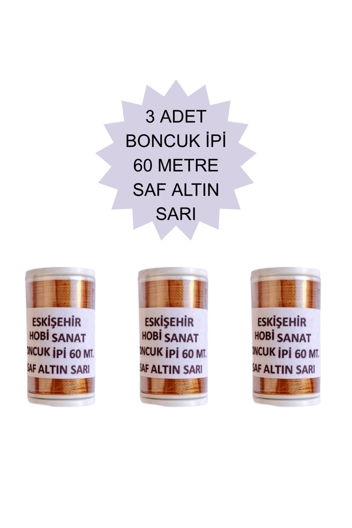 Eskişehir hobi sanat 3 Adet 60 Metre Saf Altın Sarı Renk Kum Boncuk ipi Boncuk İşleme ipi Miyuki ipi