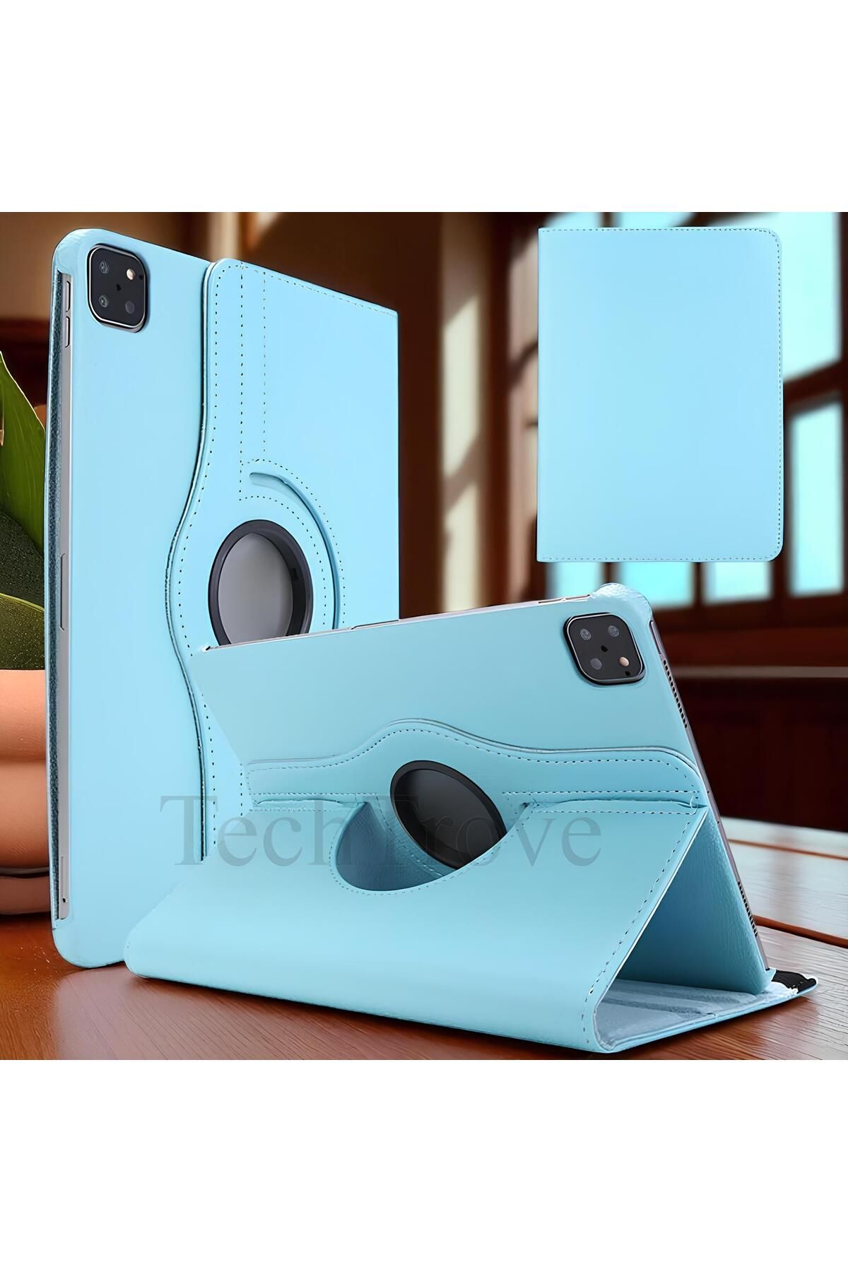 TechTrove Apple iPad Pro 12.9 2021 (5.Nesil) Kılıf 360 Dönebilen Standlı Pu Deri Kılıf