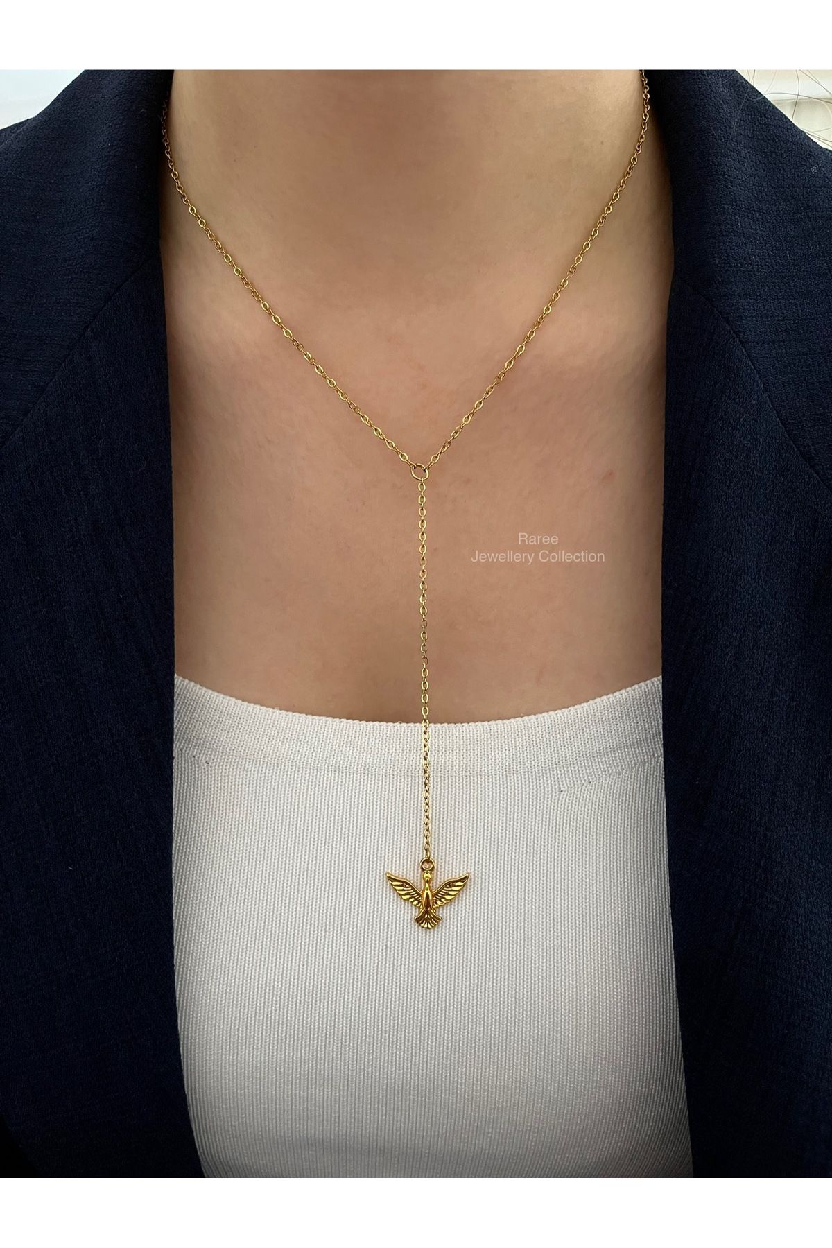Raree Jewellery Anka detaylı çelik zincirli y kolye