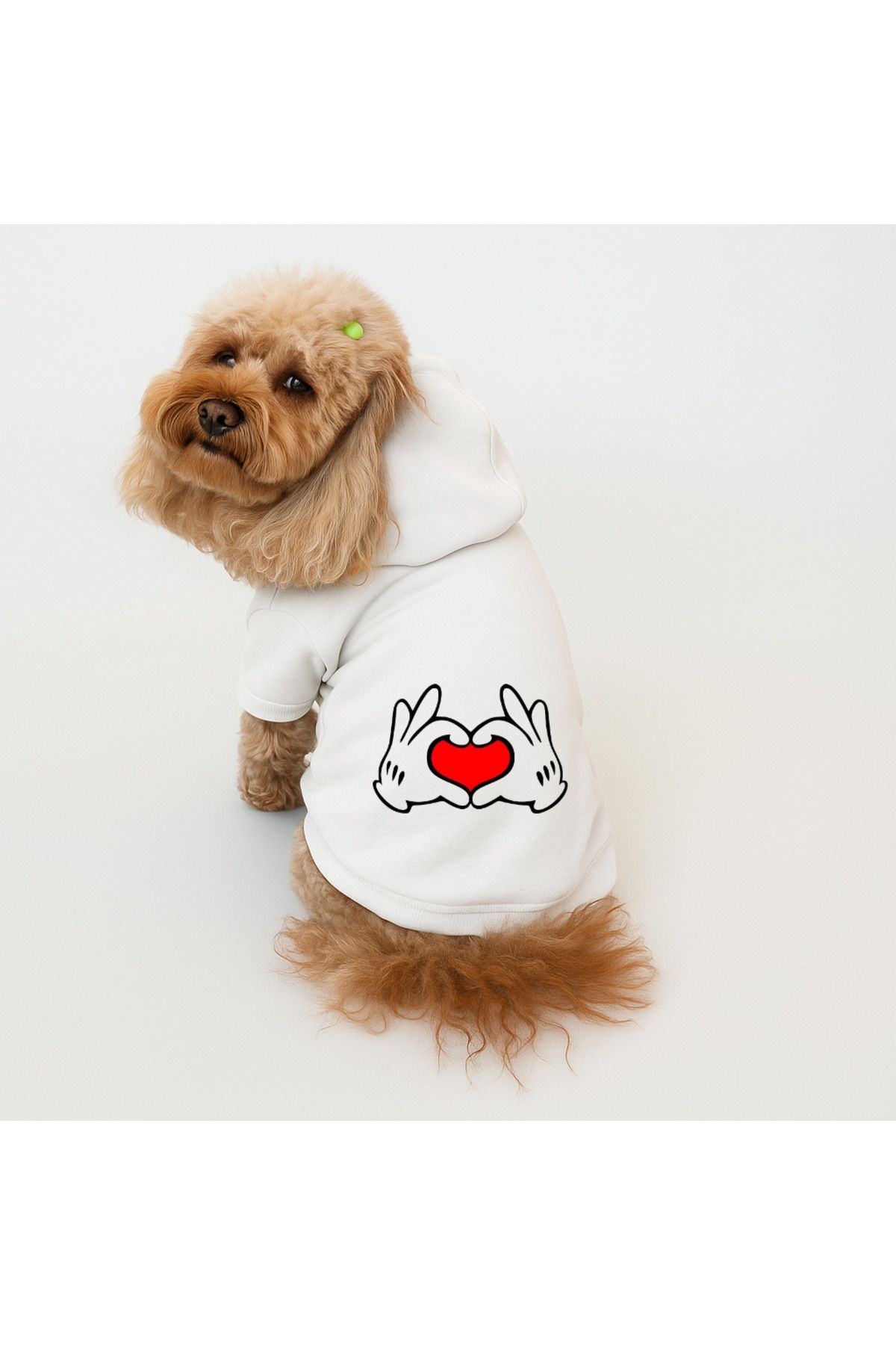 Buddy Store Kedi Ve Köpek Kıyafeti Elbiseleri Giysileri - Baskılı Beyaz Sweatshirt Hoodie