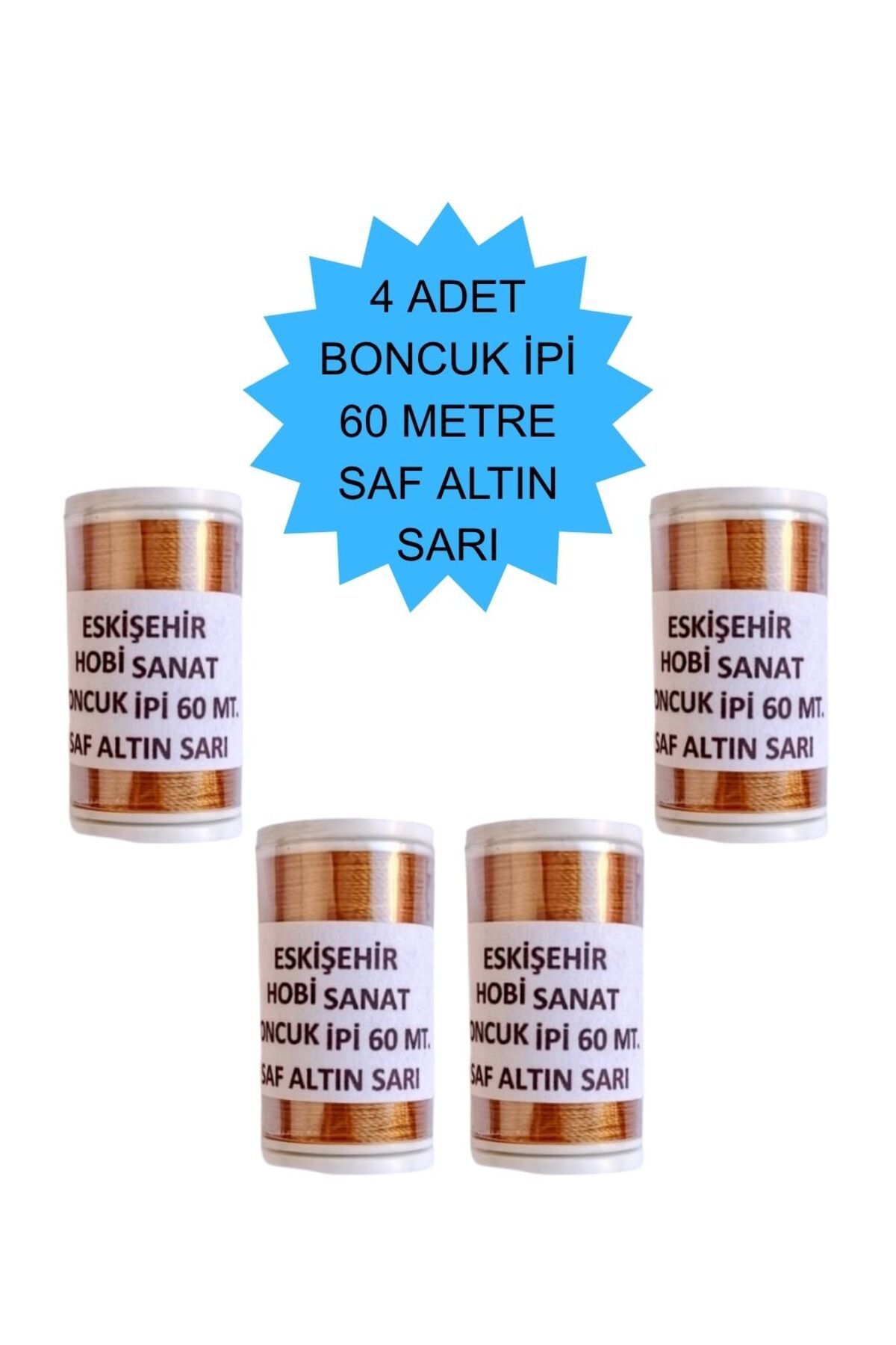 Eskişehir hobi sanat 4 Adet 60 Metre Saf Altın Sarı Renk Kum Boncuk ipi Boncuk İşleme ipi Miyuki ipi